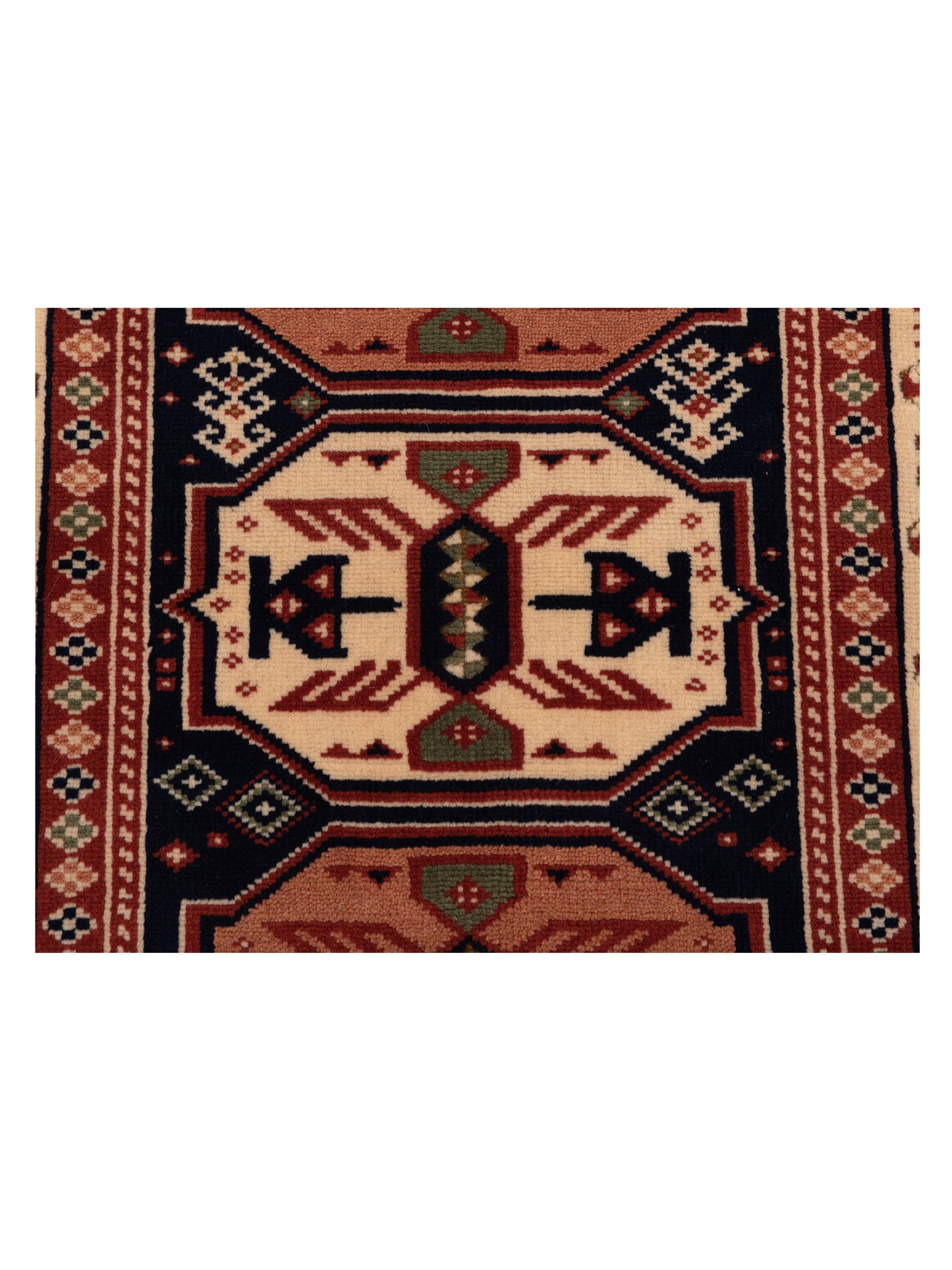 Turkish Shirwan 148360 Navy Ivory 3x3.11 Hand Knotted Rug