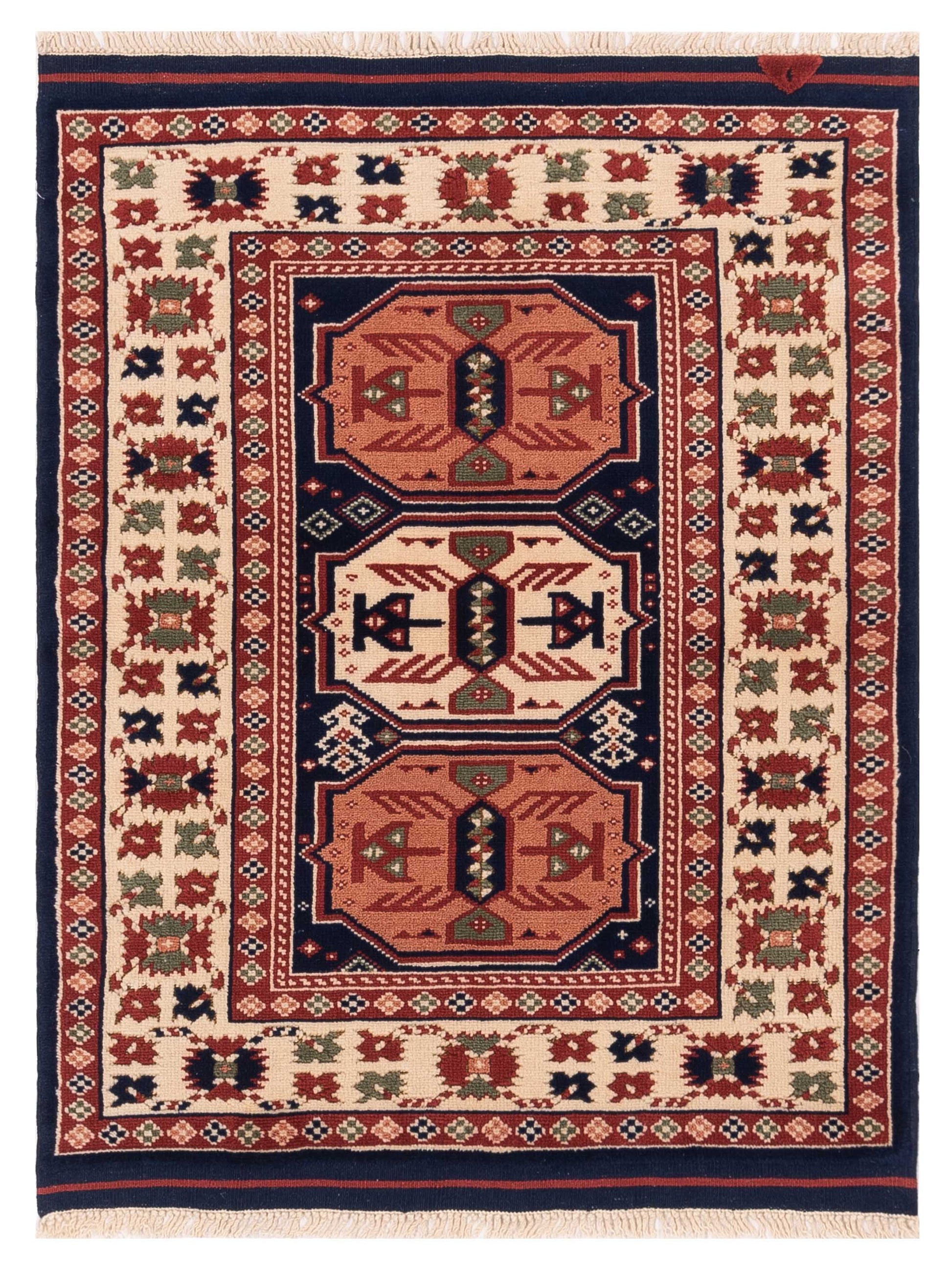 Pasha Turkish Shirwan  Navy Ivory Traditional