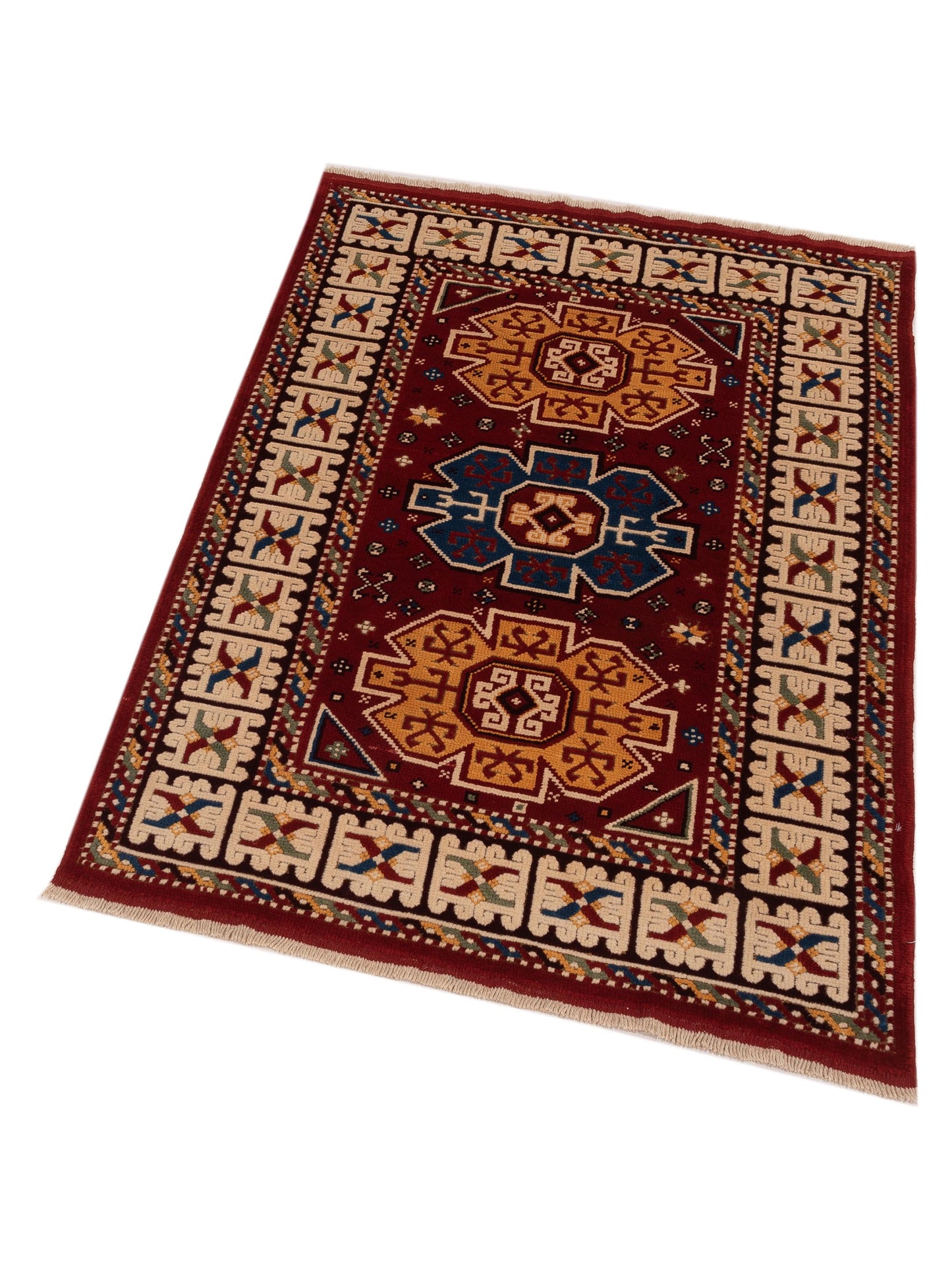 Turkish Shirwan 148374 Red Ivory 4.1x5.8 Hand Knotted Rug