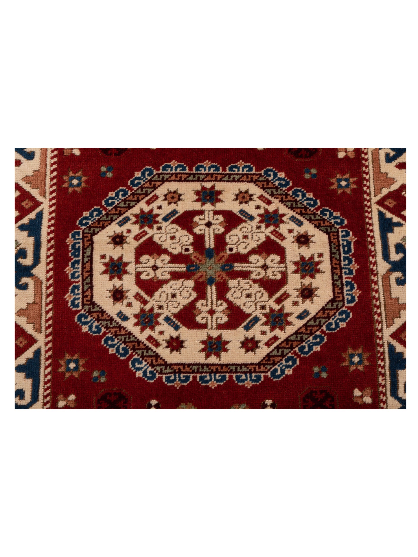 Turkish Shirwan 148386 Red Ivory 4.1x5 Hand Knotted Rug