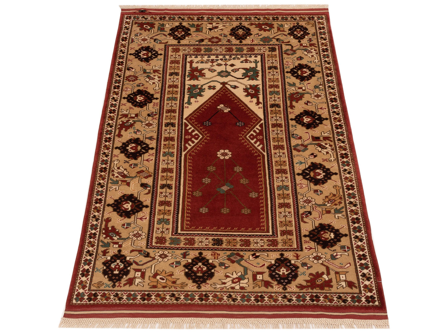 Turkish Shirwan 148394 Rust Cream 4.1x6 Hand Knotted Rug