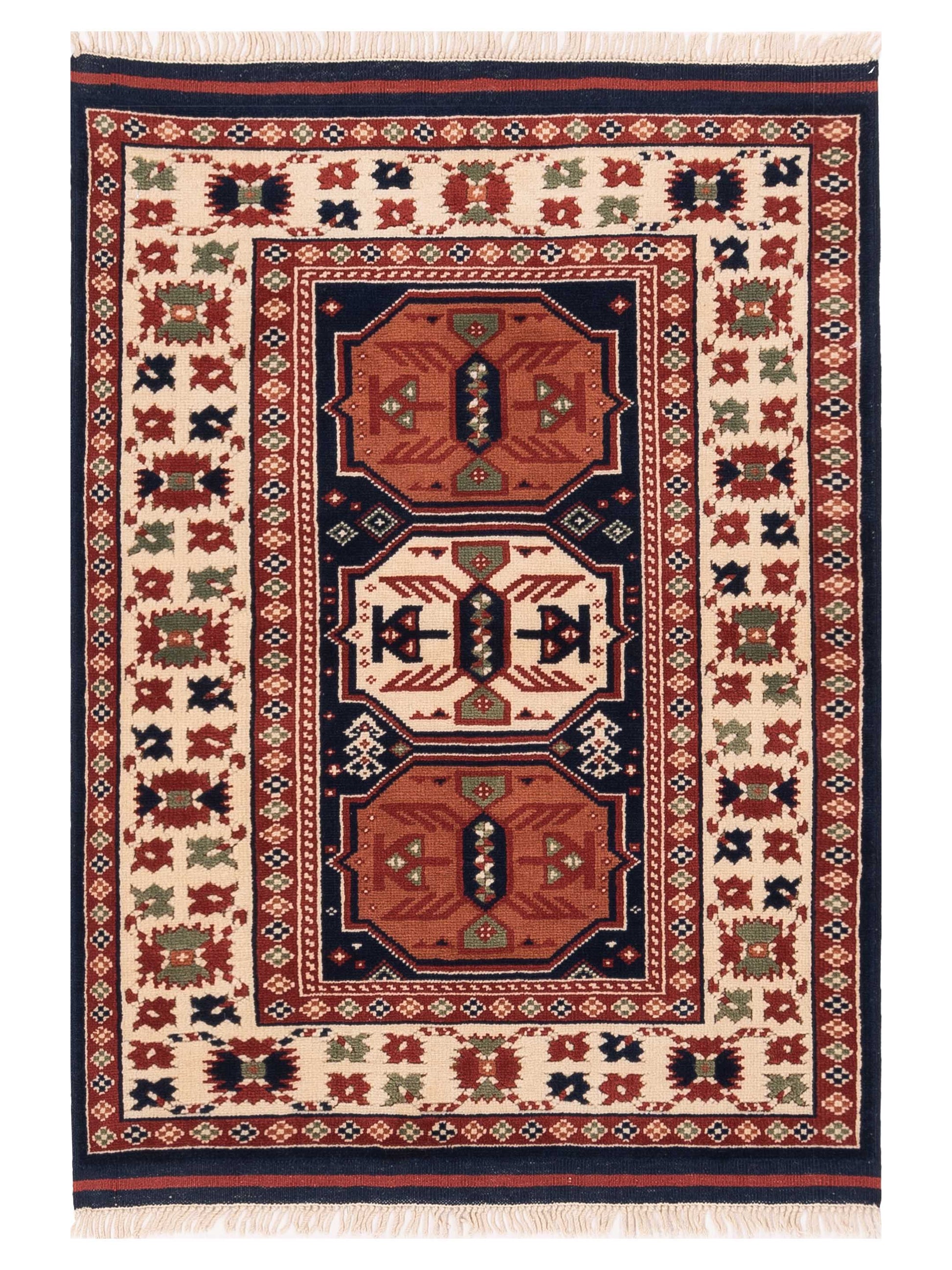 Pasha Turkish Shirwan  Navy Ivory Traditional