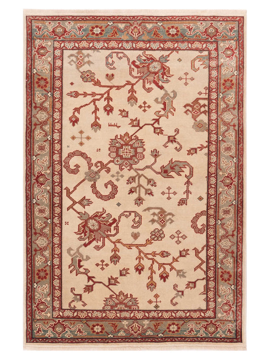 Pasha Antique Loom  Ivory Green Traditional