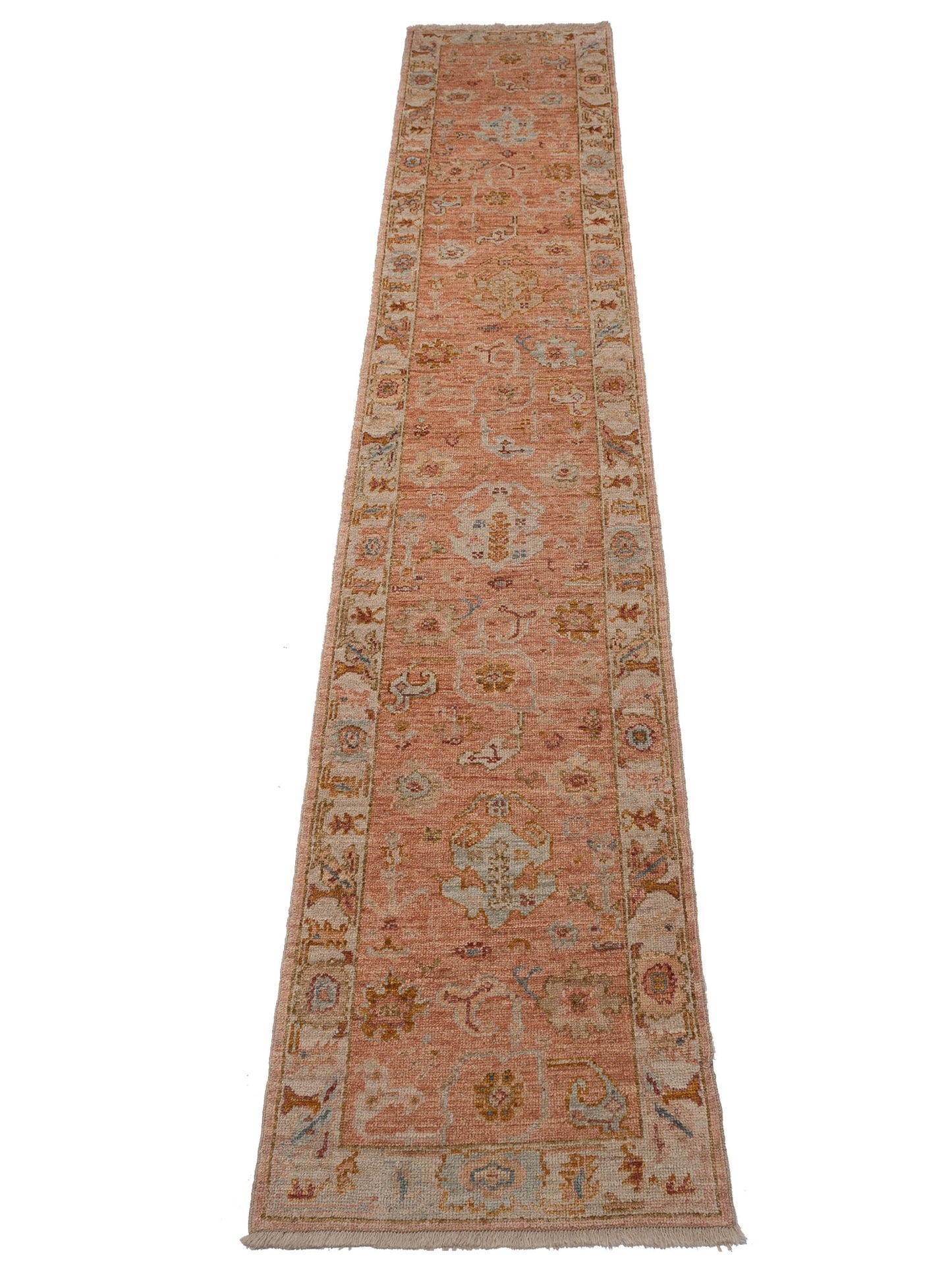 Angora Oushak 148443 Pink Ivory 2.7x13.11 Hand Knotted Rug