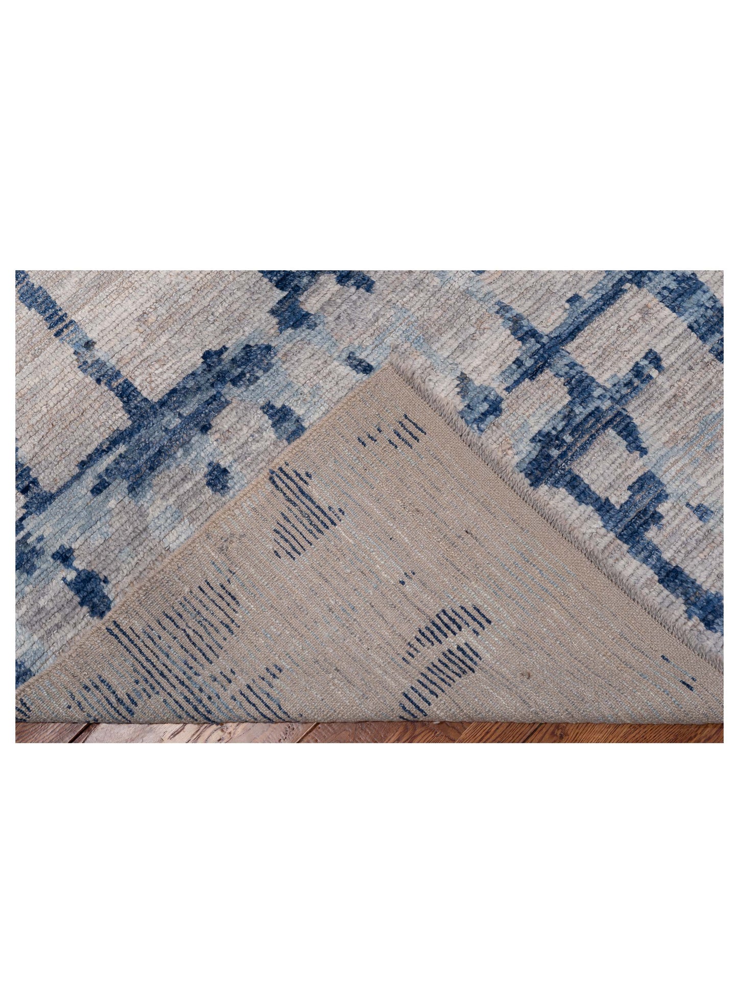 Atlas Gupse Gray Dark Blue 8.2x9.2 Hand Knotted Rug