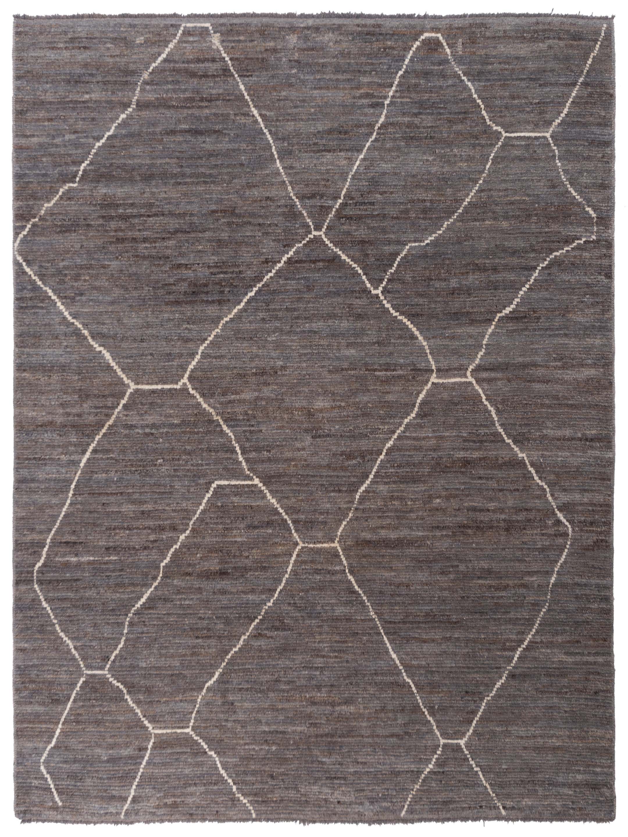 Berber Efes Dark Gray Ivory 8.3x9.5 Hand Knotted Rug – Anadol Rugs