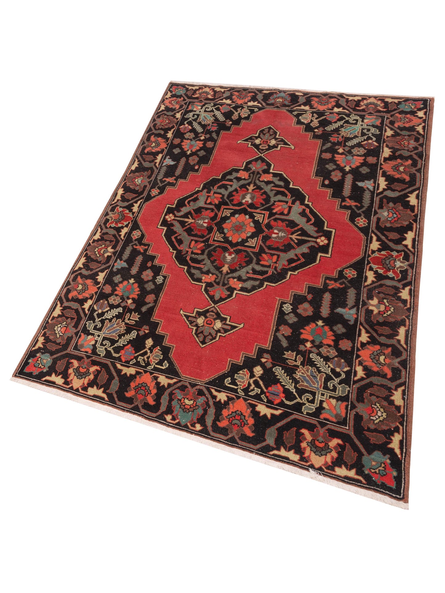 Old Anatolian 148658 Rust Black 5.1x8.3 Hand Knotted Rug