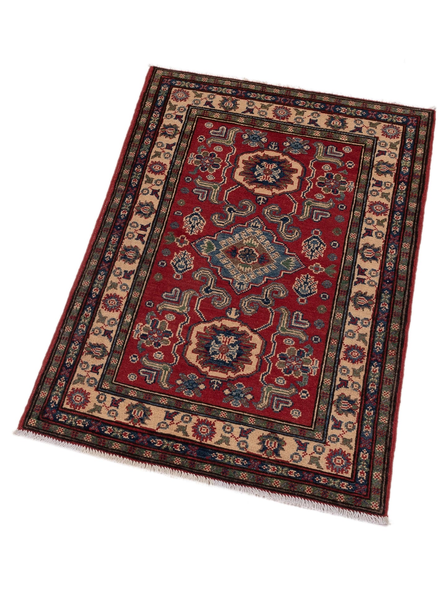 Kazak 148824 Red Ivory 2.8x4 Hand Knotted Rug