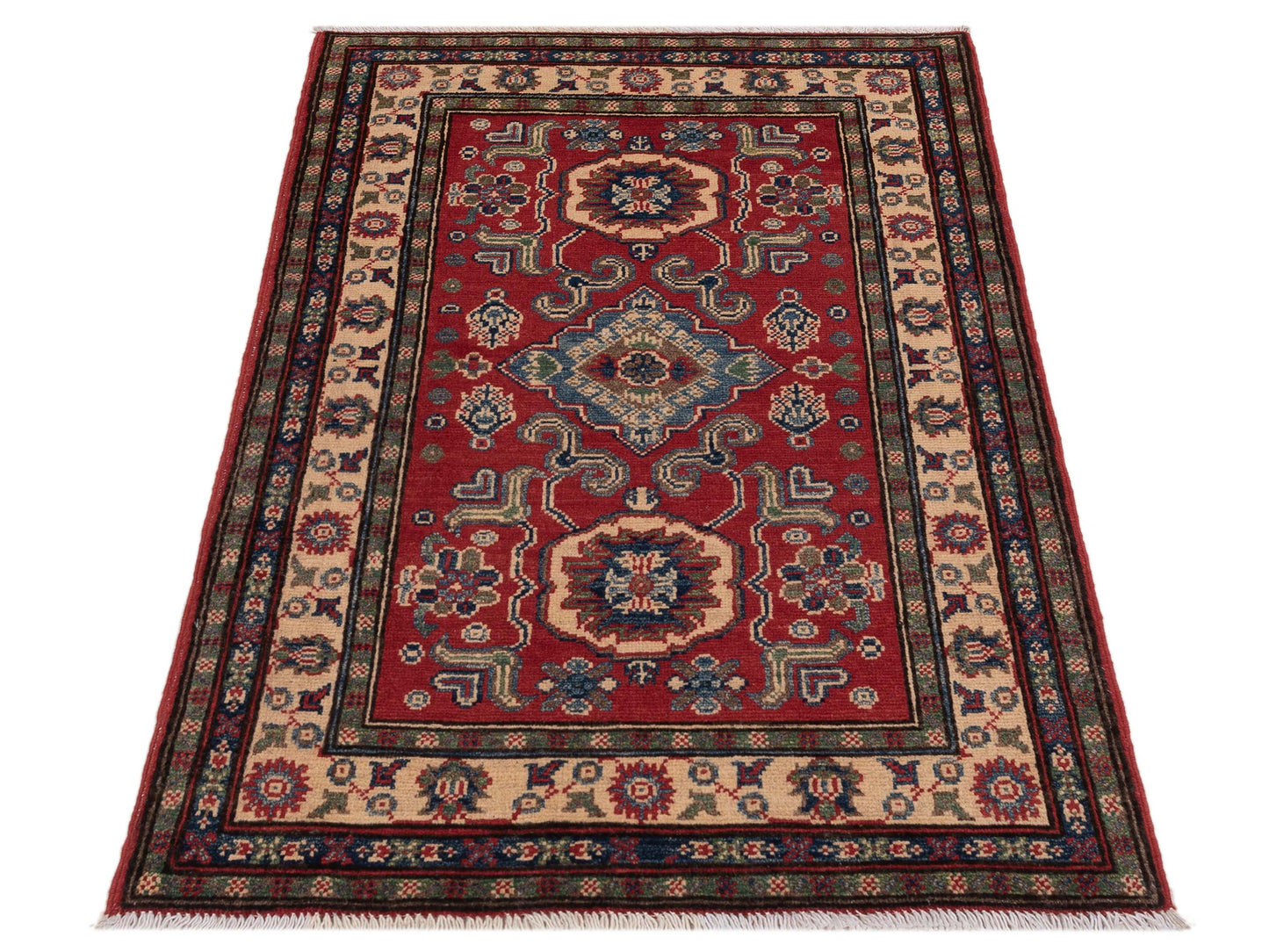 Kazak 148824 Red Ivory 2.8x4 Hand Knotted Rug