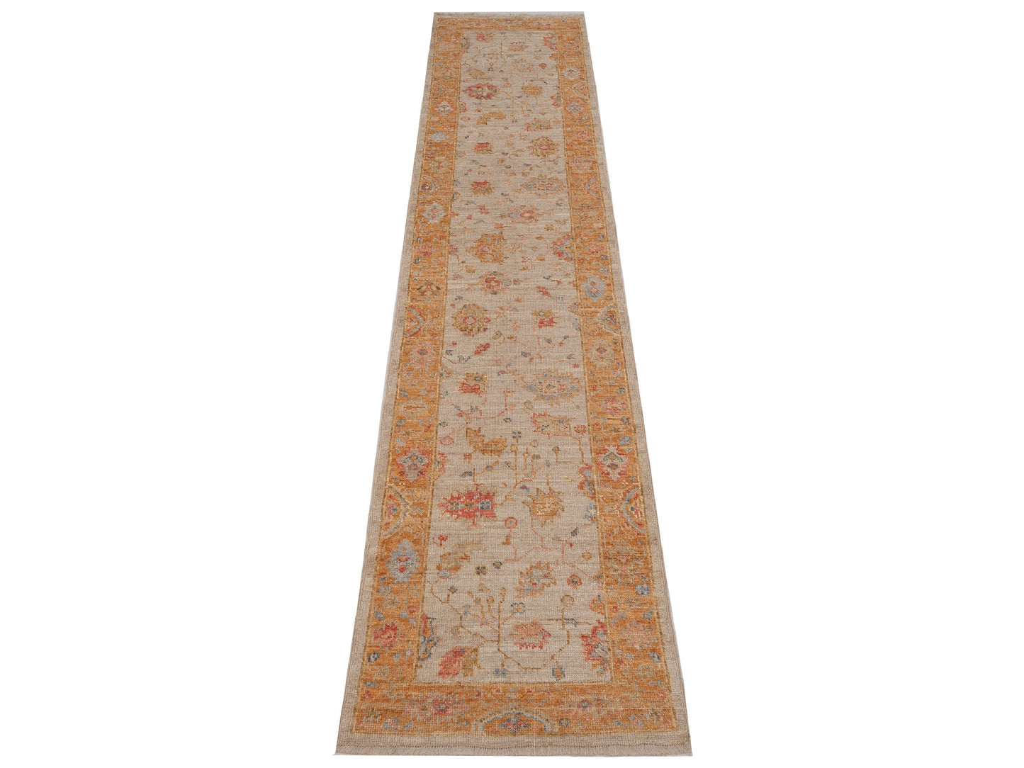 Angora Oushak 149420 Ivory Orange 2.7x11.11 Hand Knotted Rug