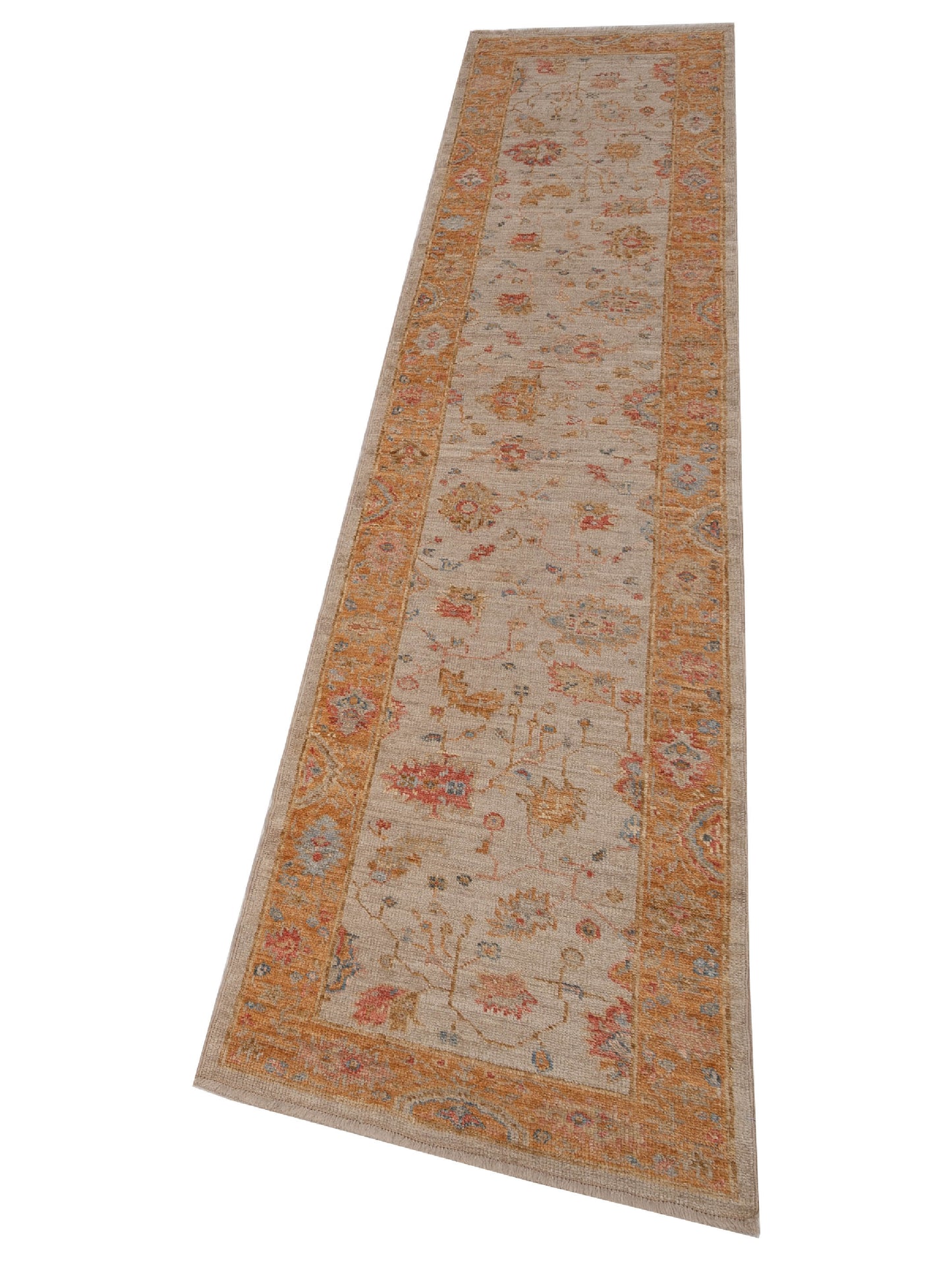 Angora Oushak 149420 Ivory Orange 2.7x11.11 Hand Knotted Rug