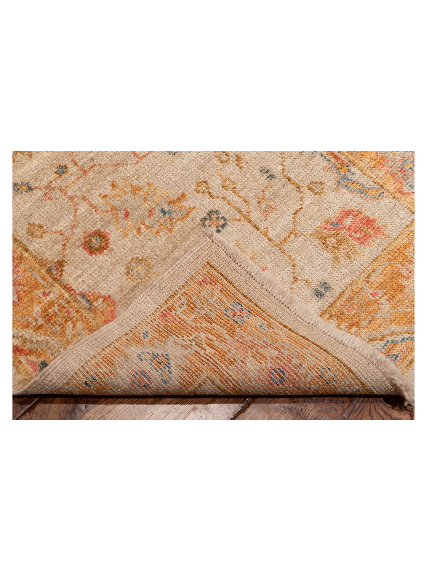 Angora Oushak 149577 Ivory Orange 2.6x9.9 Hand Knotted Rug