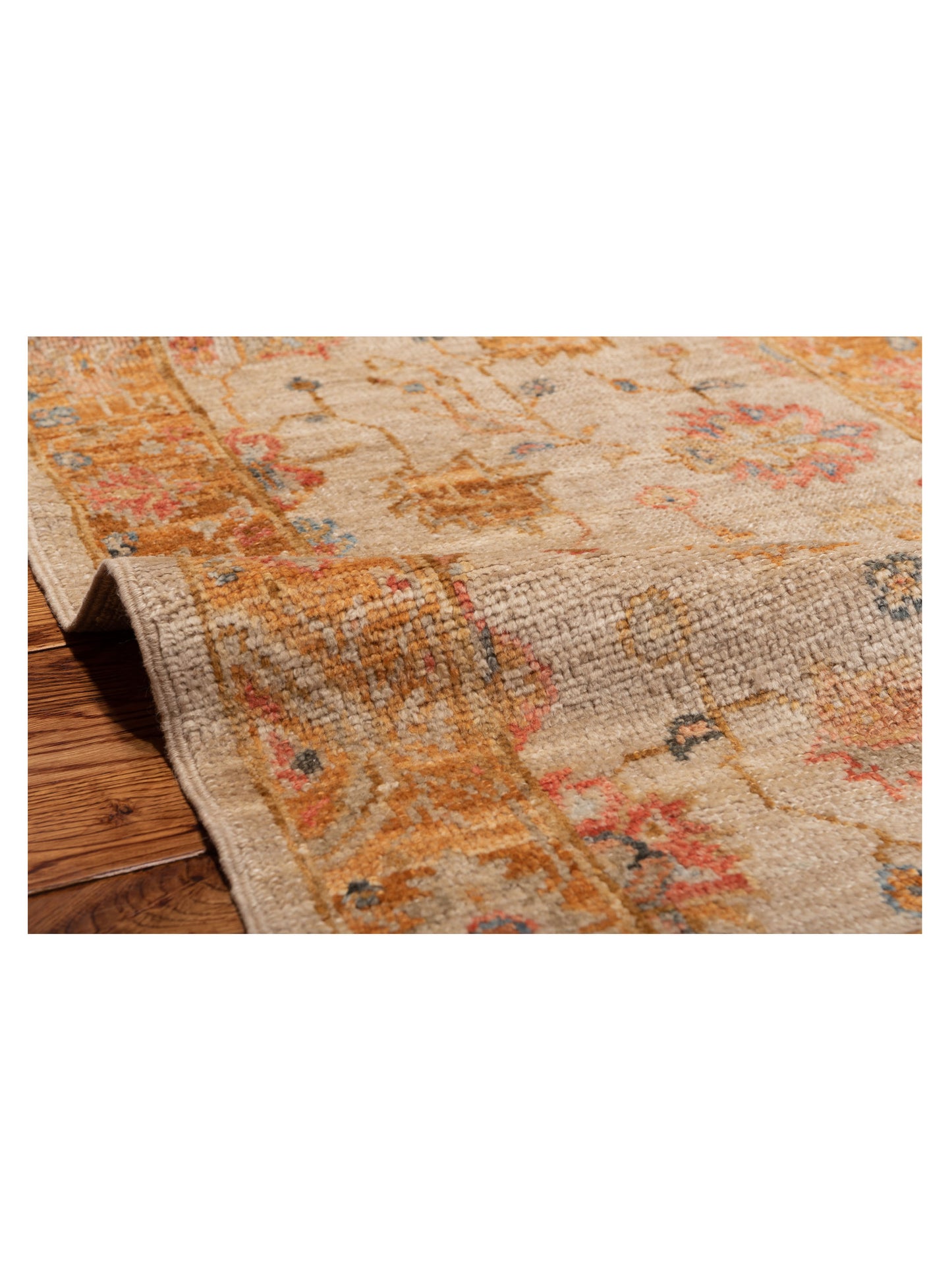 Angora Oushak 149577 Ivory Orange 2.6x9.9 Hand Knotted Rug