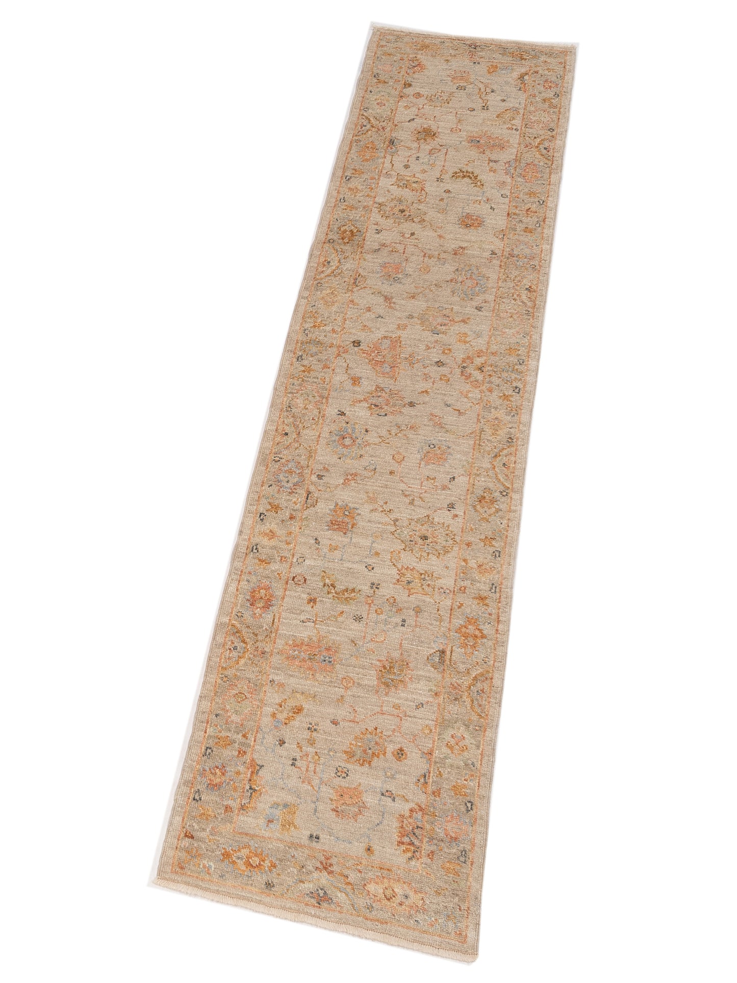 Angora Oushak 149617 Ivory Silver 2.7x12 Hand Knotted Rug