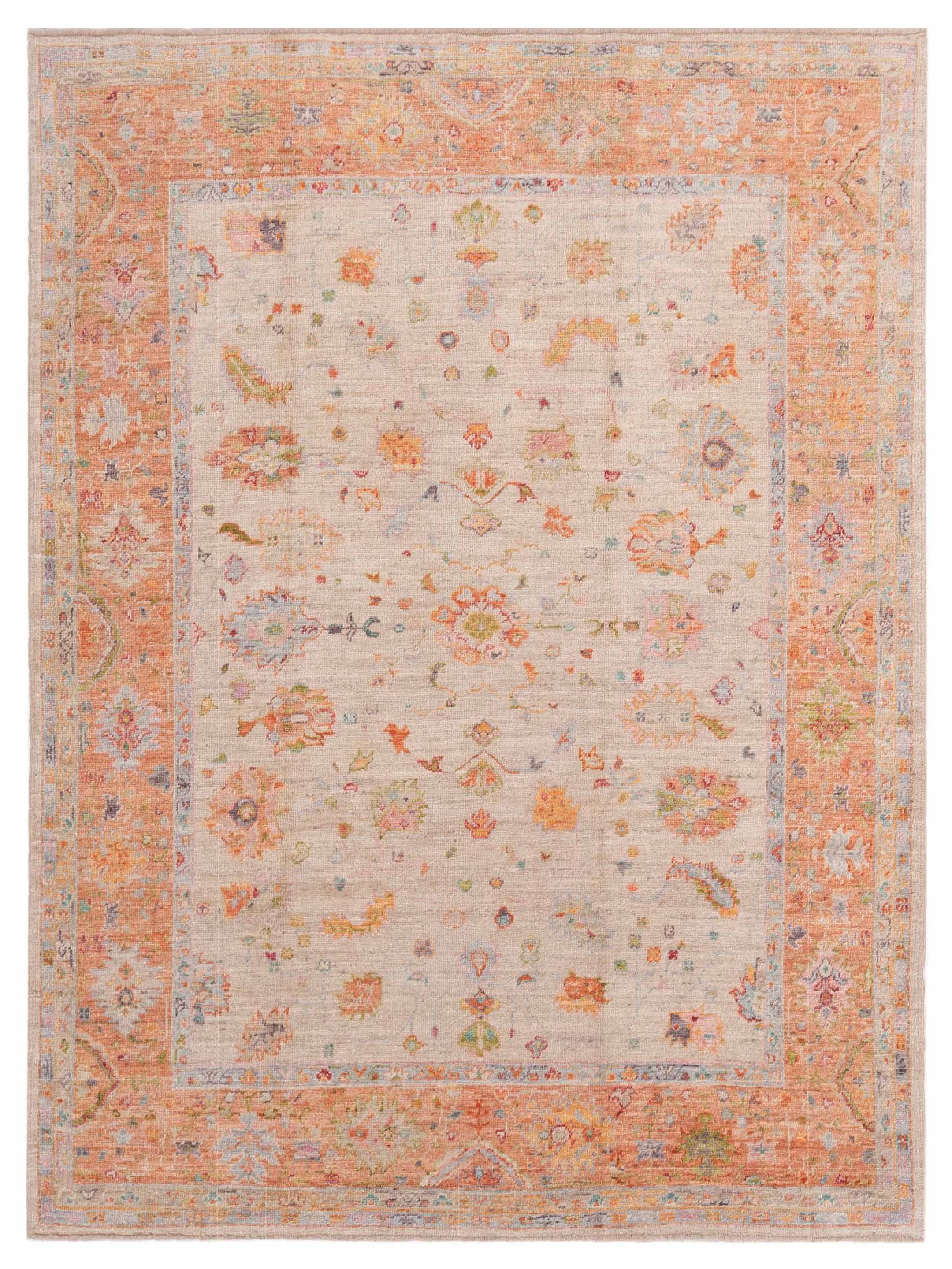 Angora Polyester Rug Angora Oushak 149718 Ivory Pink 8x13.3 Hand Knotted Rug – Anadol Rugs