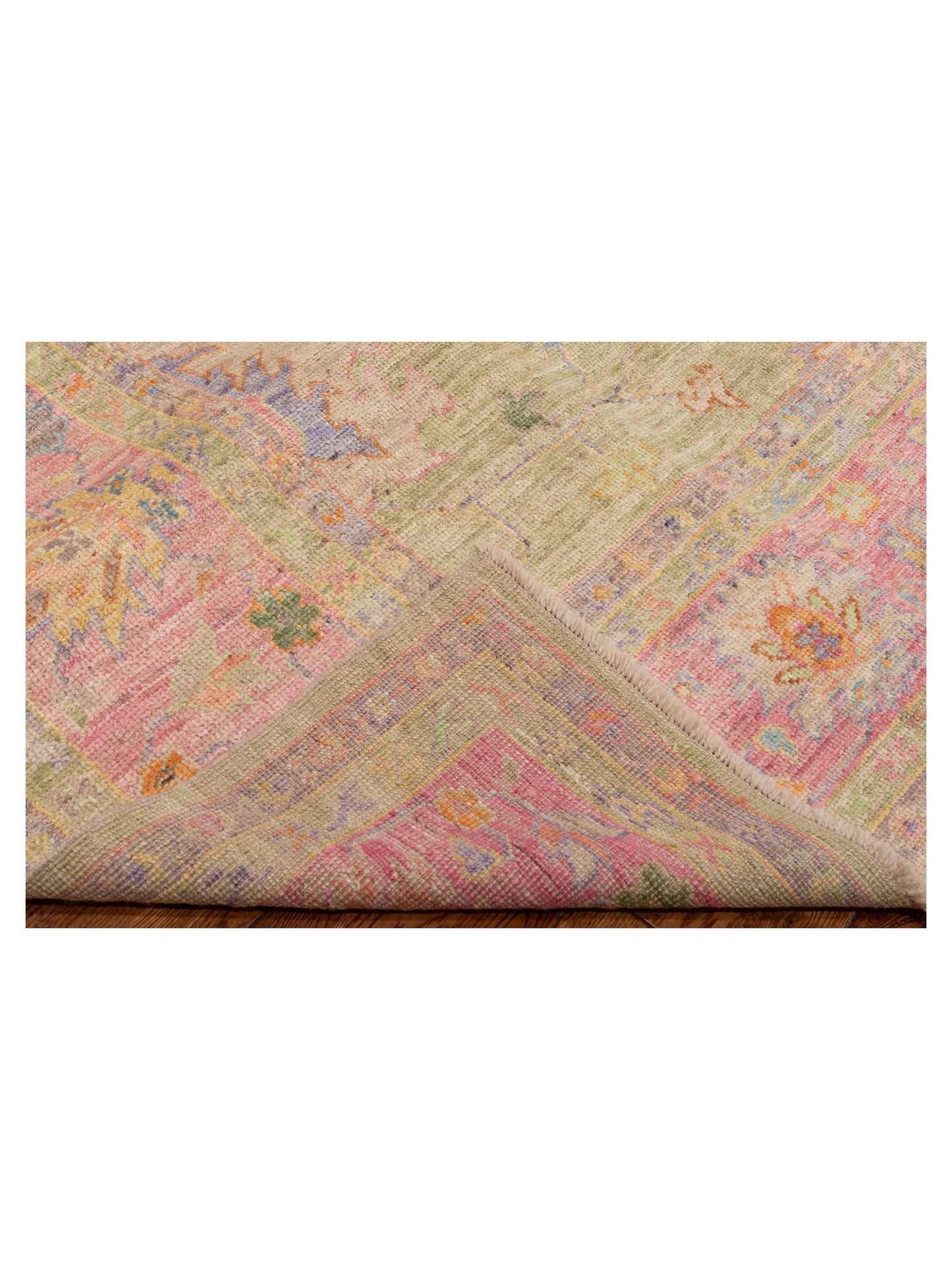 Angora Oushak 149732 Green Pink 10.3x13.7 Hand Knotted Rug