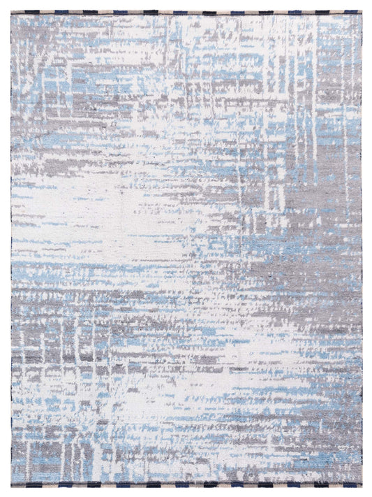 Atlas 150392 Ivory Blue 7.11x9.11 Hand Knotted Rug