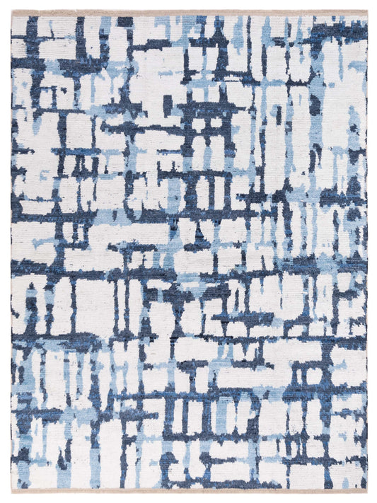 Atlas 150445 Ivory Blue 7.11x9.7 Hand Knotted Rug