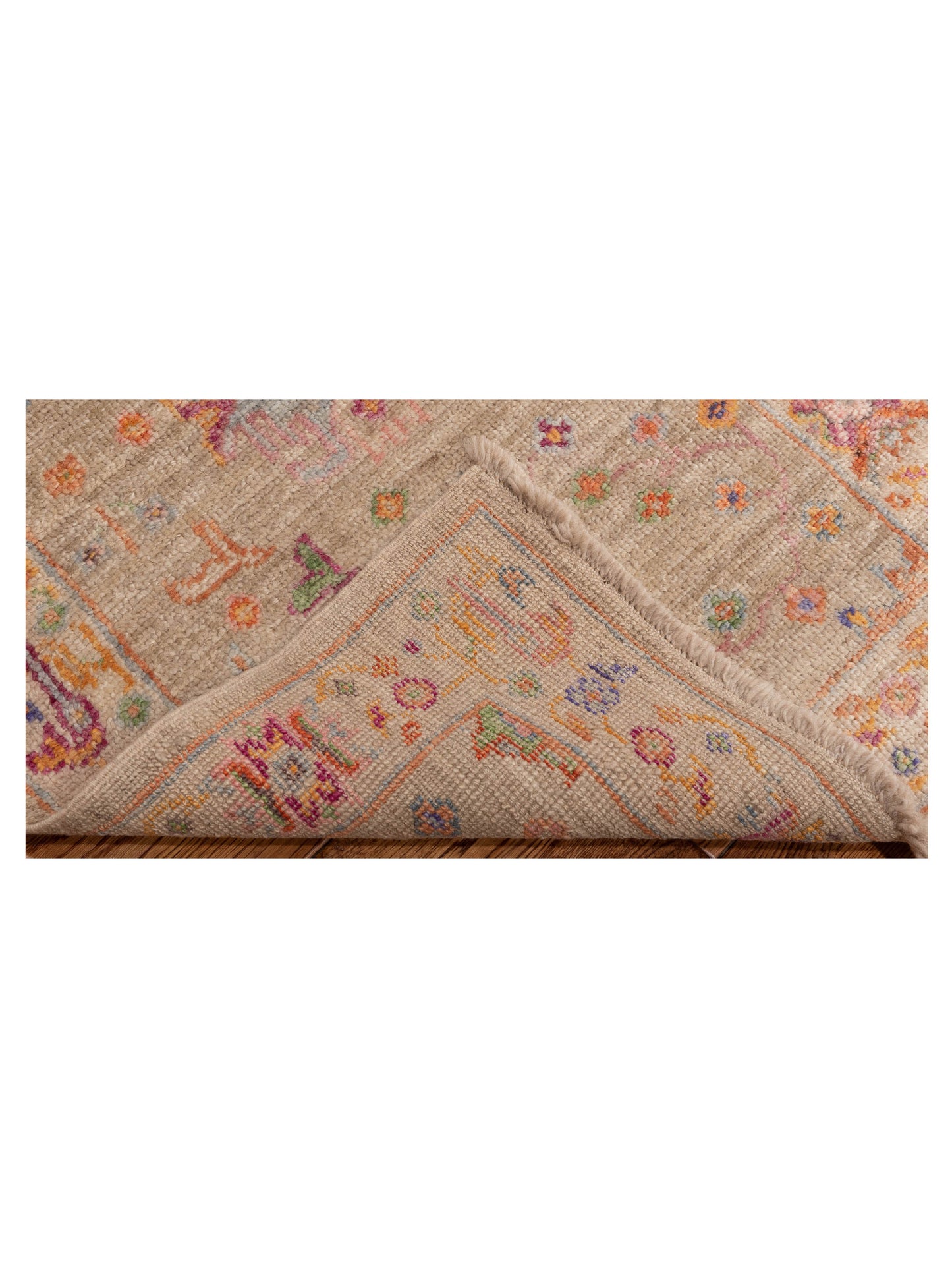 Angora Oushak 150721 Brown Ivory 2.7x11.3 Hand Knotted Rug