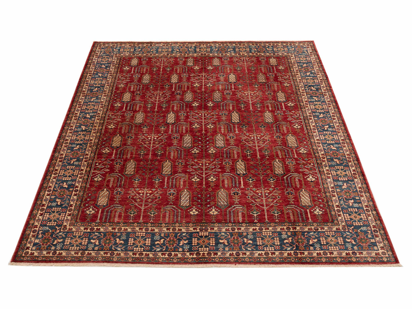 Kars 151259 Red Navy 8x9.7 Hand Knotted Rug