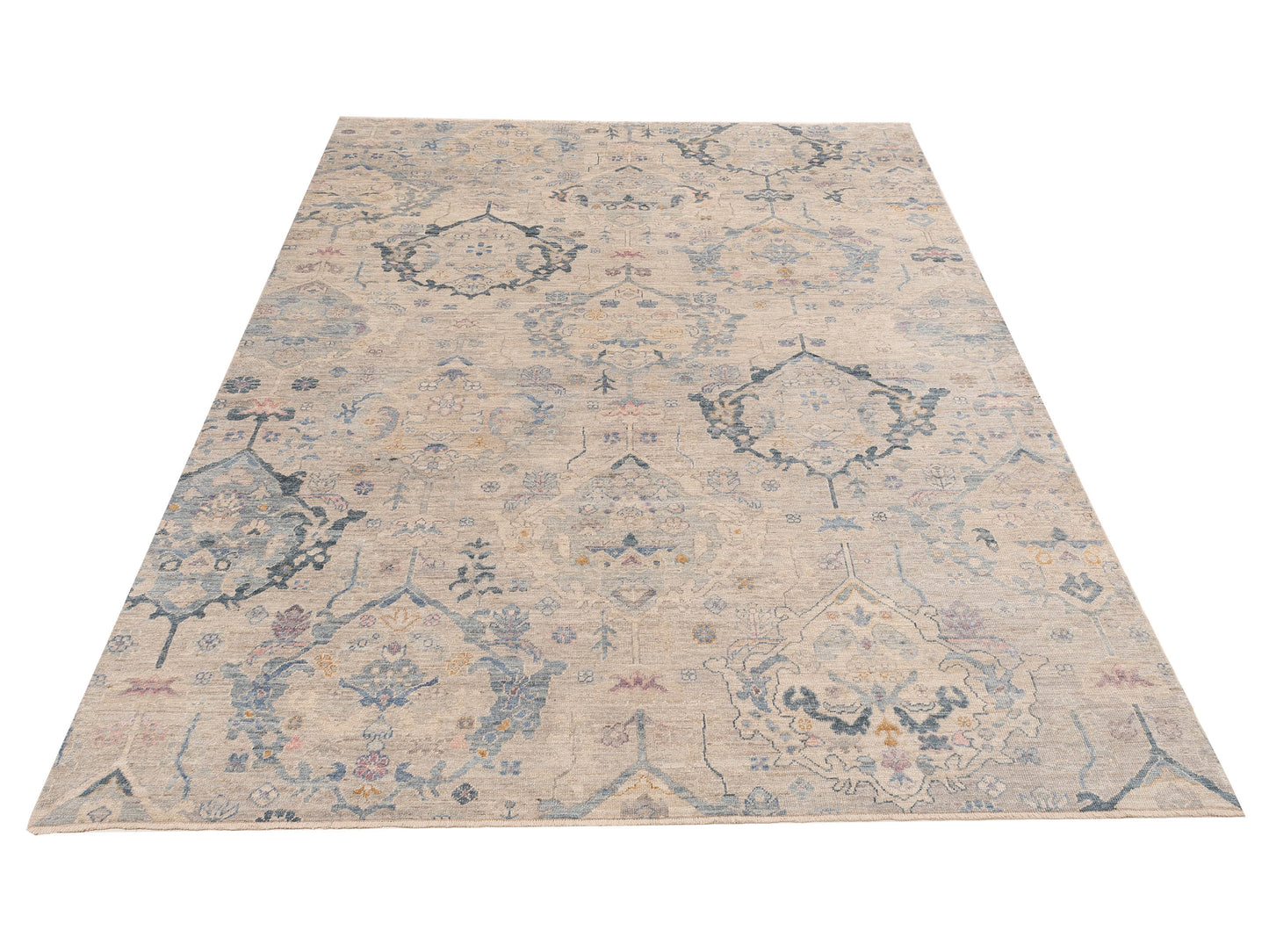 Angora Oushak 151785 Gray Blue 9.11x13.8 Hand Knotted Rug