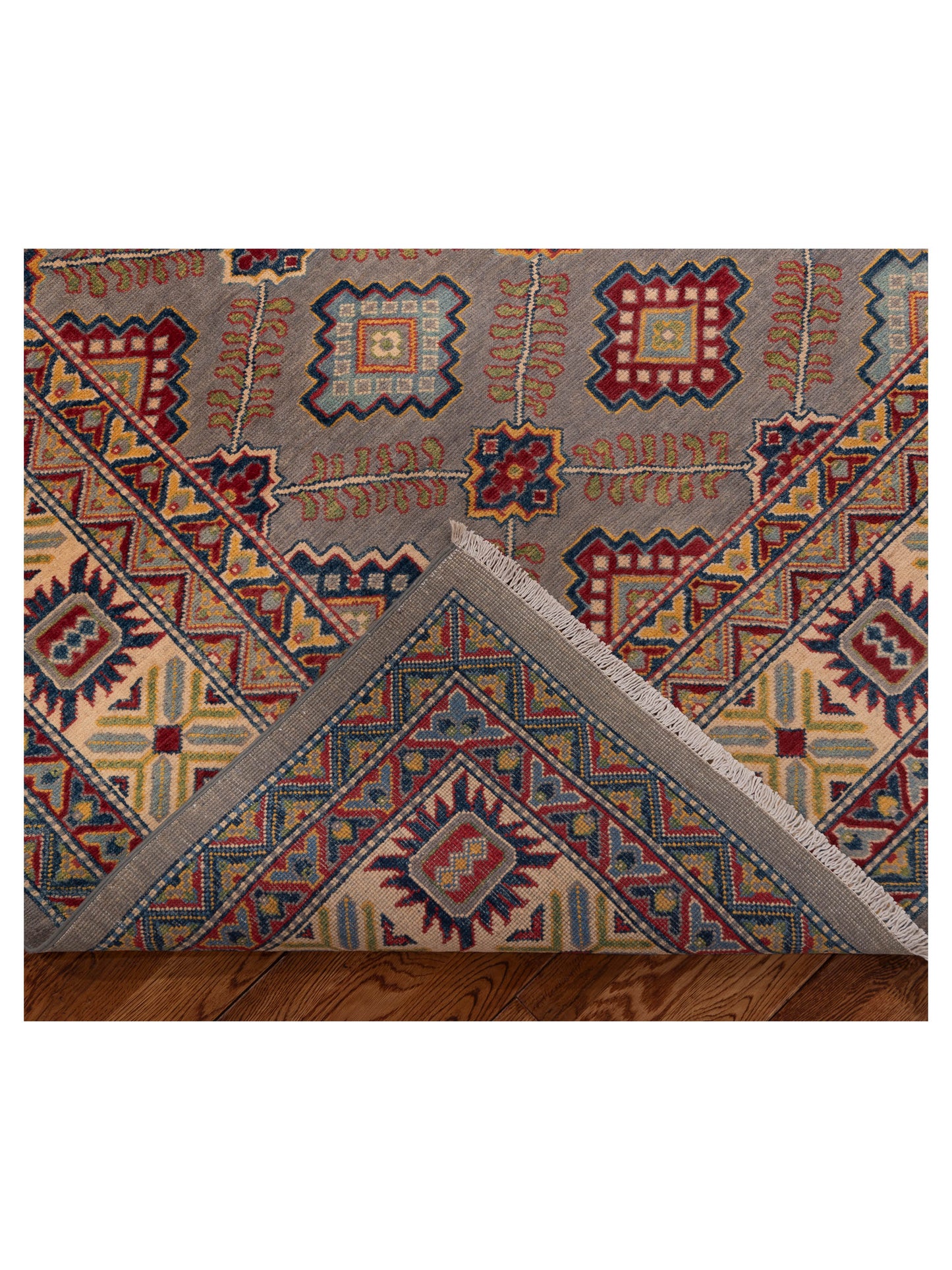Kazak 151921 Gray Ivory 7.11x9.9 Hand Knotted Rug