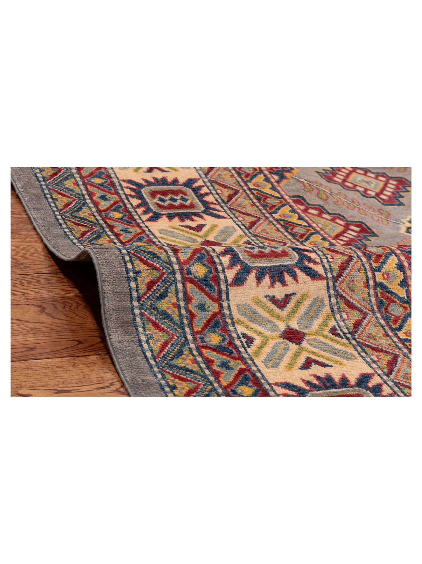 Kazak 151921 Gray Ivory 7.11x9.9 Hand Knotted Rug
