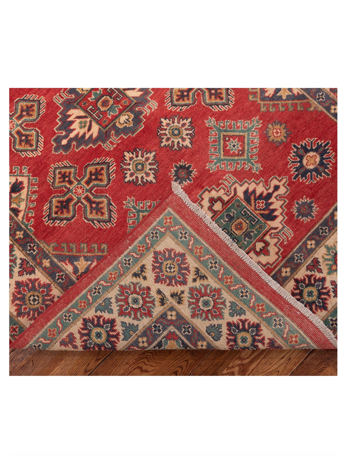 Kazak 151942 Red Ivory 4.10x6.10 Hand Knotted Rug