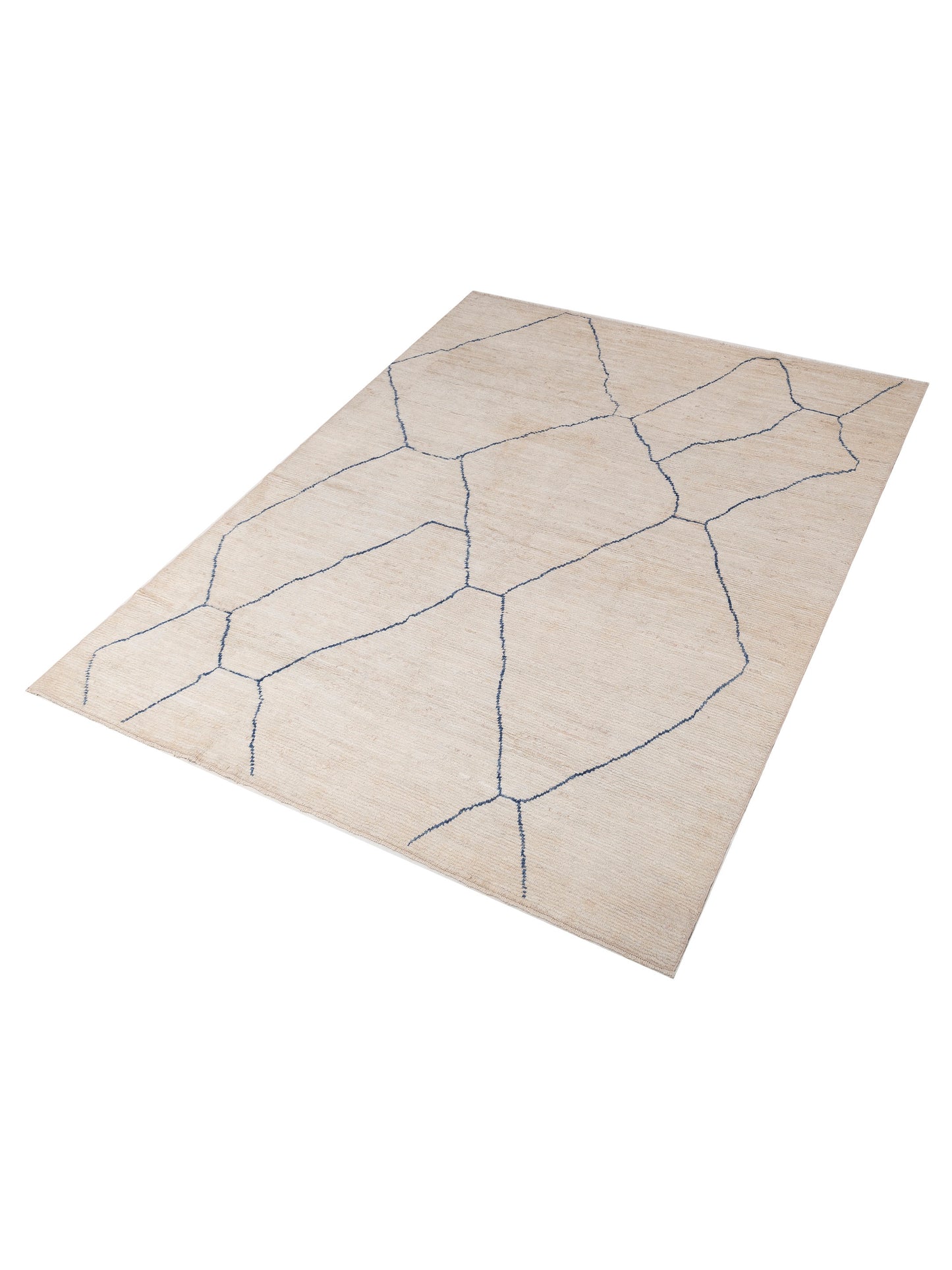 Berber Efes Ivory Blue 9.2x12 Hand Knotted Rug