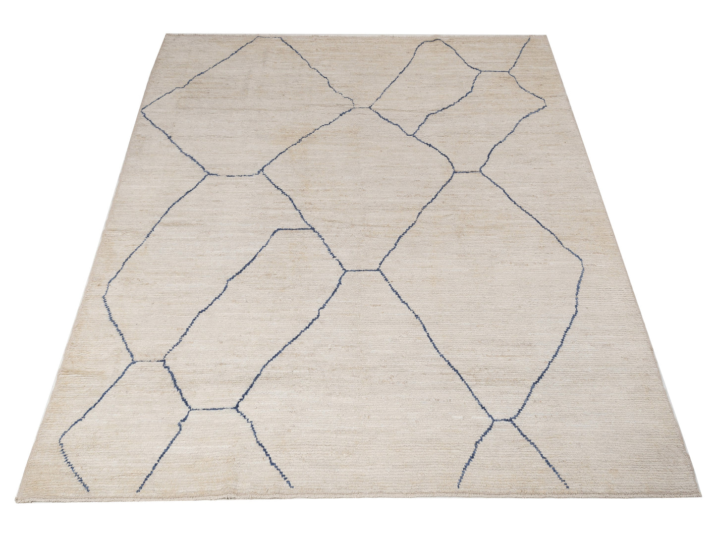 Berber Efes Ivory Blue 9.2x12 Hand Knotted Rug