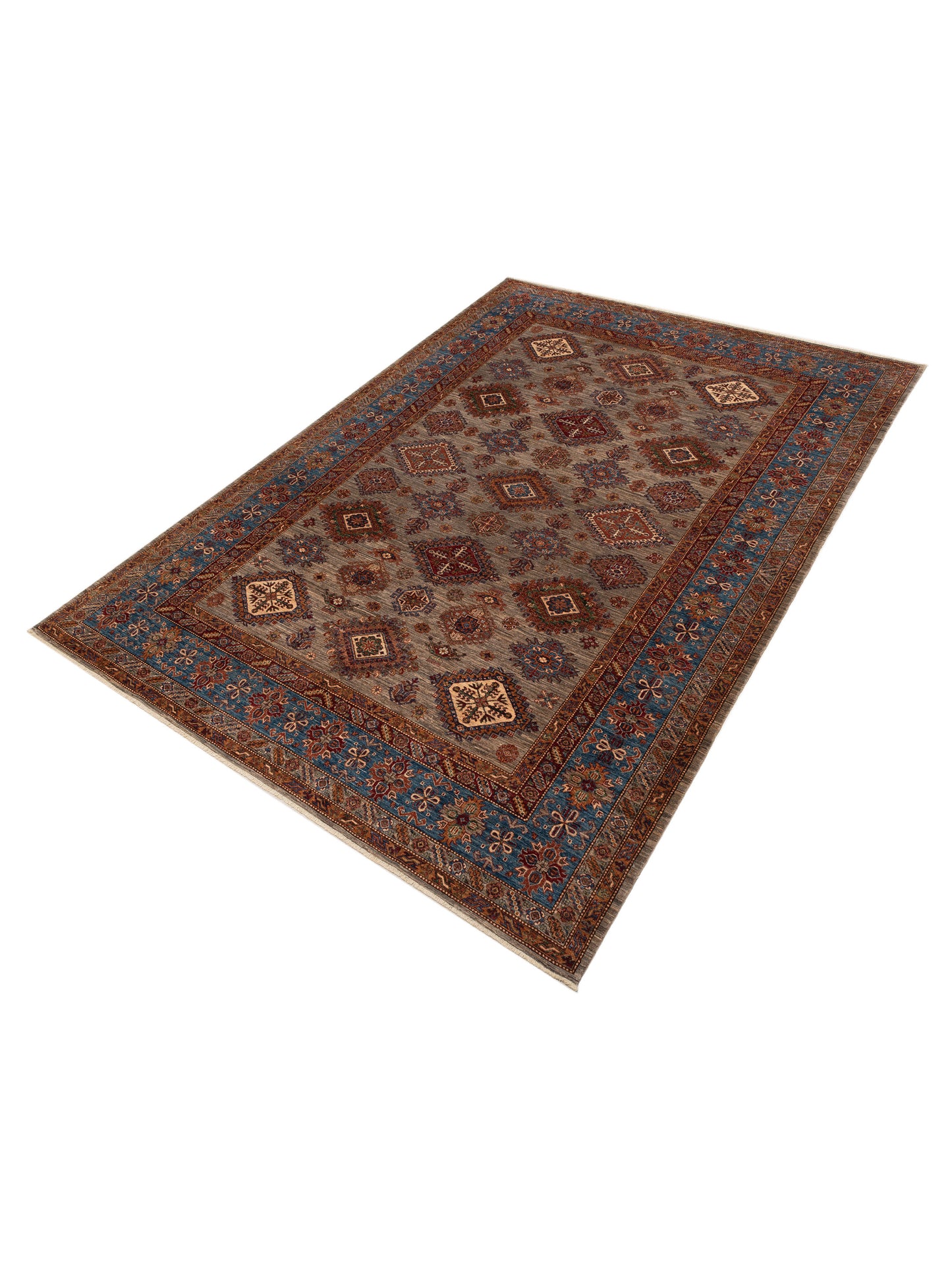 Kazak 152845 Gray Blue 10.1x14.1 Hand Knotted Rug