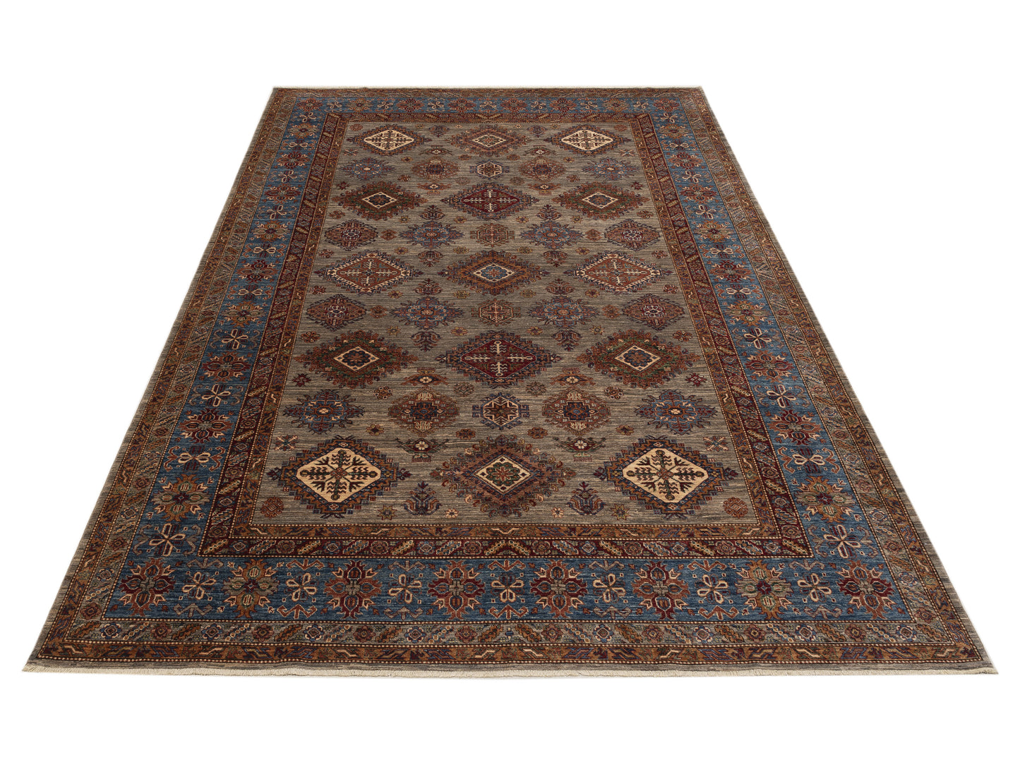 Kazak 152845 Gray Blue 10.1x14.1 Hand Knotted Rug