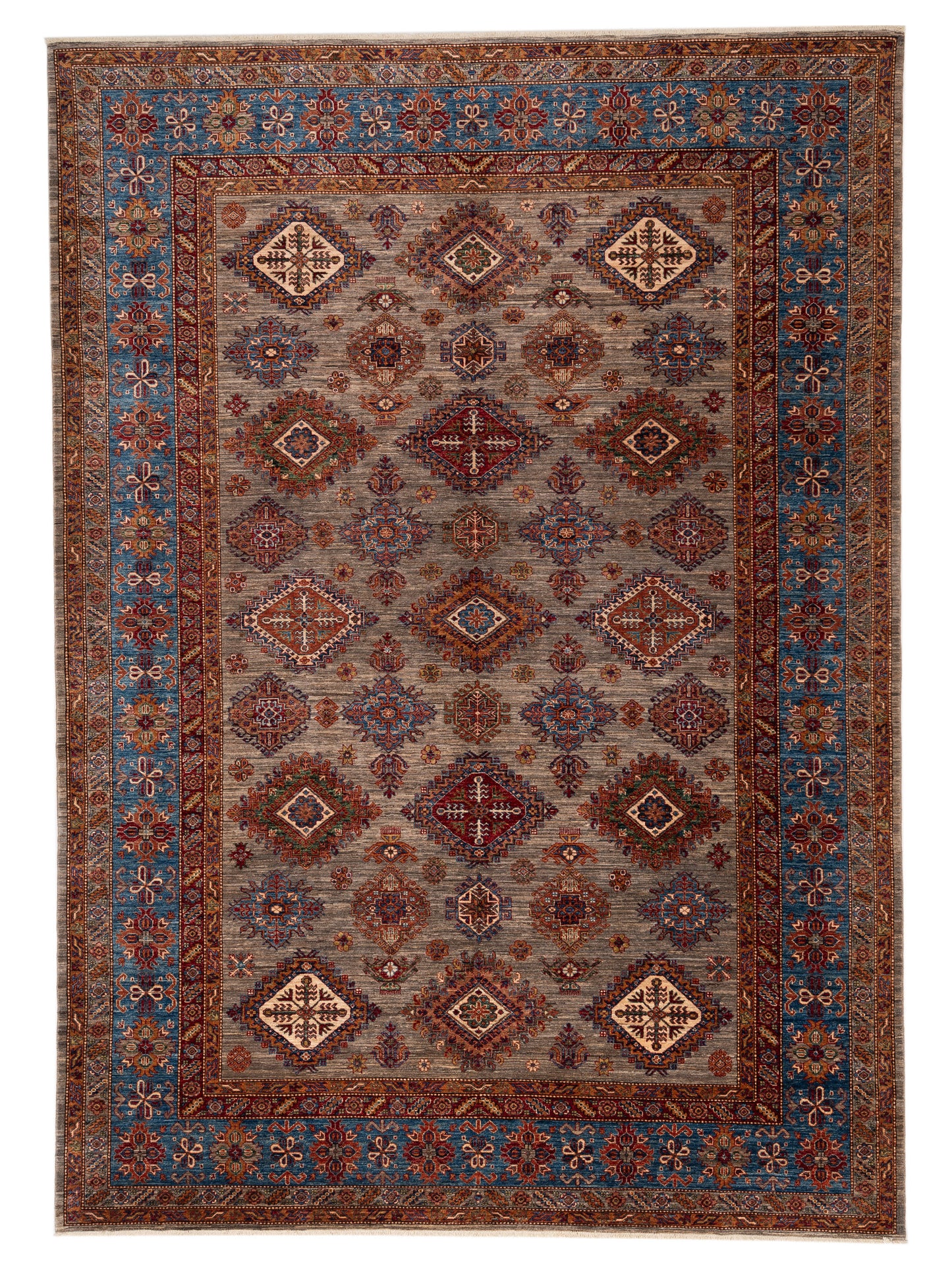Kazak 152845 Gray Blue 10.1x14.1 Hand Knotted Rug