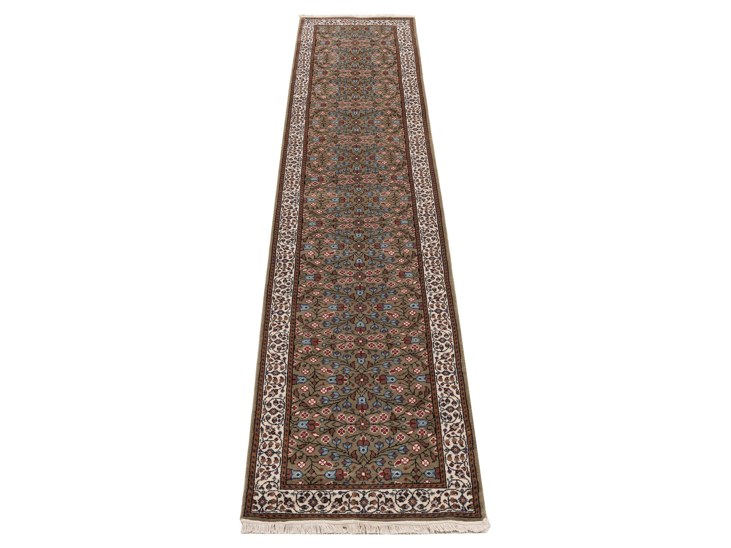 Kayseri 153267 Green Ivory 2.7x13.1 Hand Knotted Rug