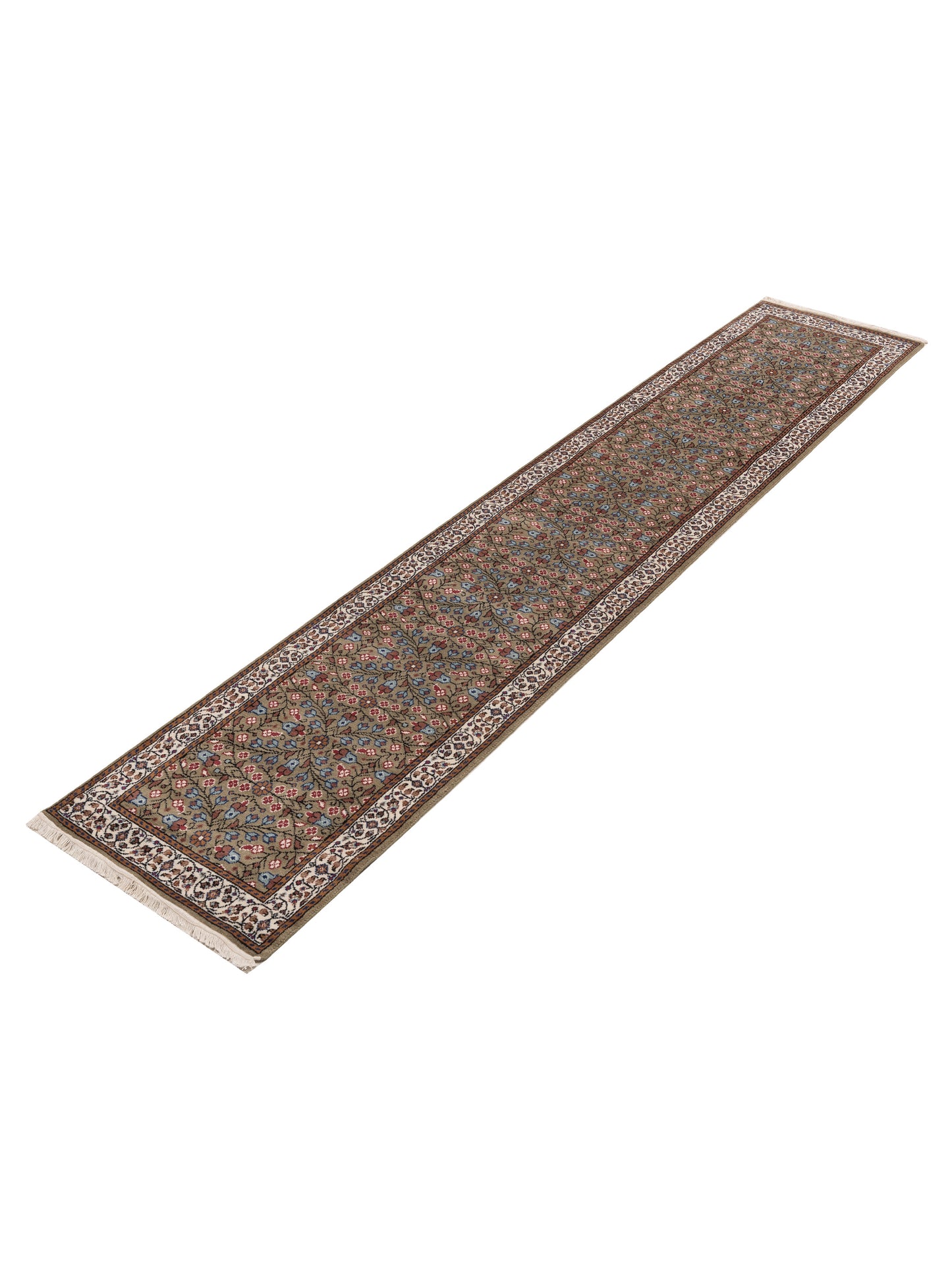 Kayseri 153267 Green Ivory 2.7x13.1 Hand Knotted Rug