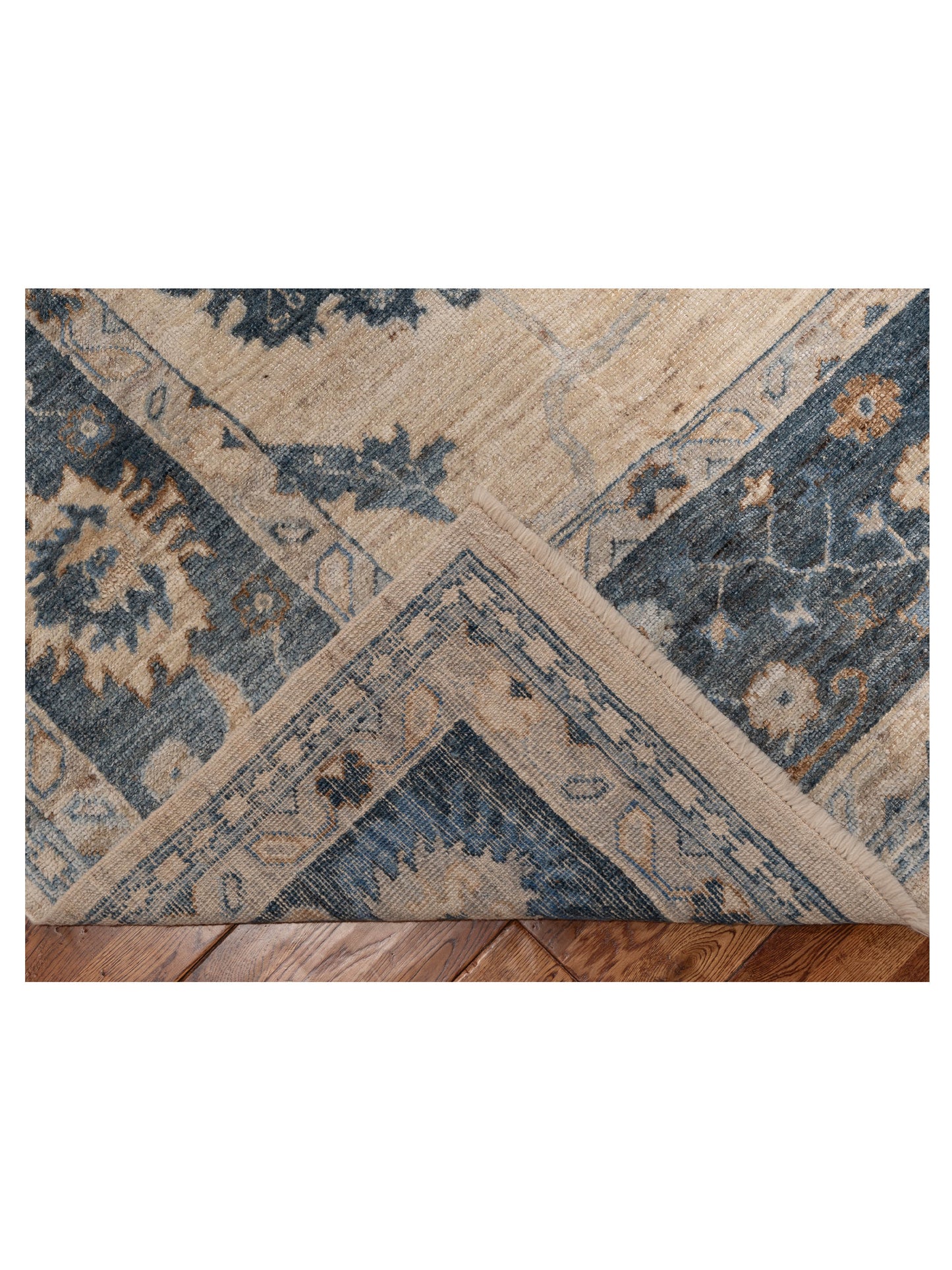 Angora Oushak 153520 Ivory Blue 10x13.10 Hand Knotted Rug