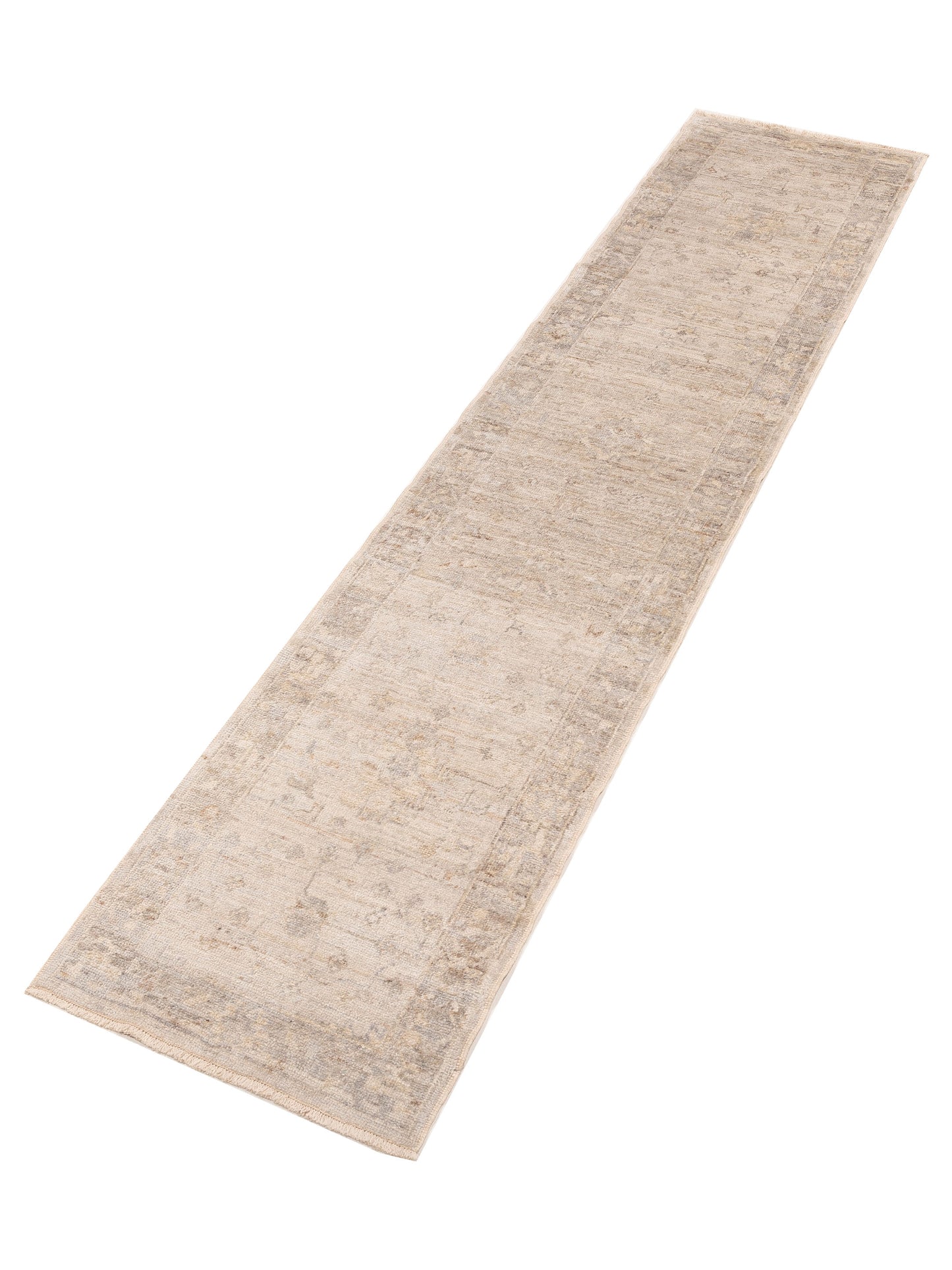 Angora Oushak 153552 Silver Gray 2.8x12.4 Hand Knotted Rug