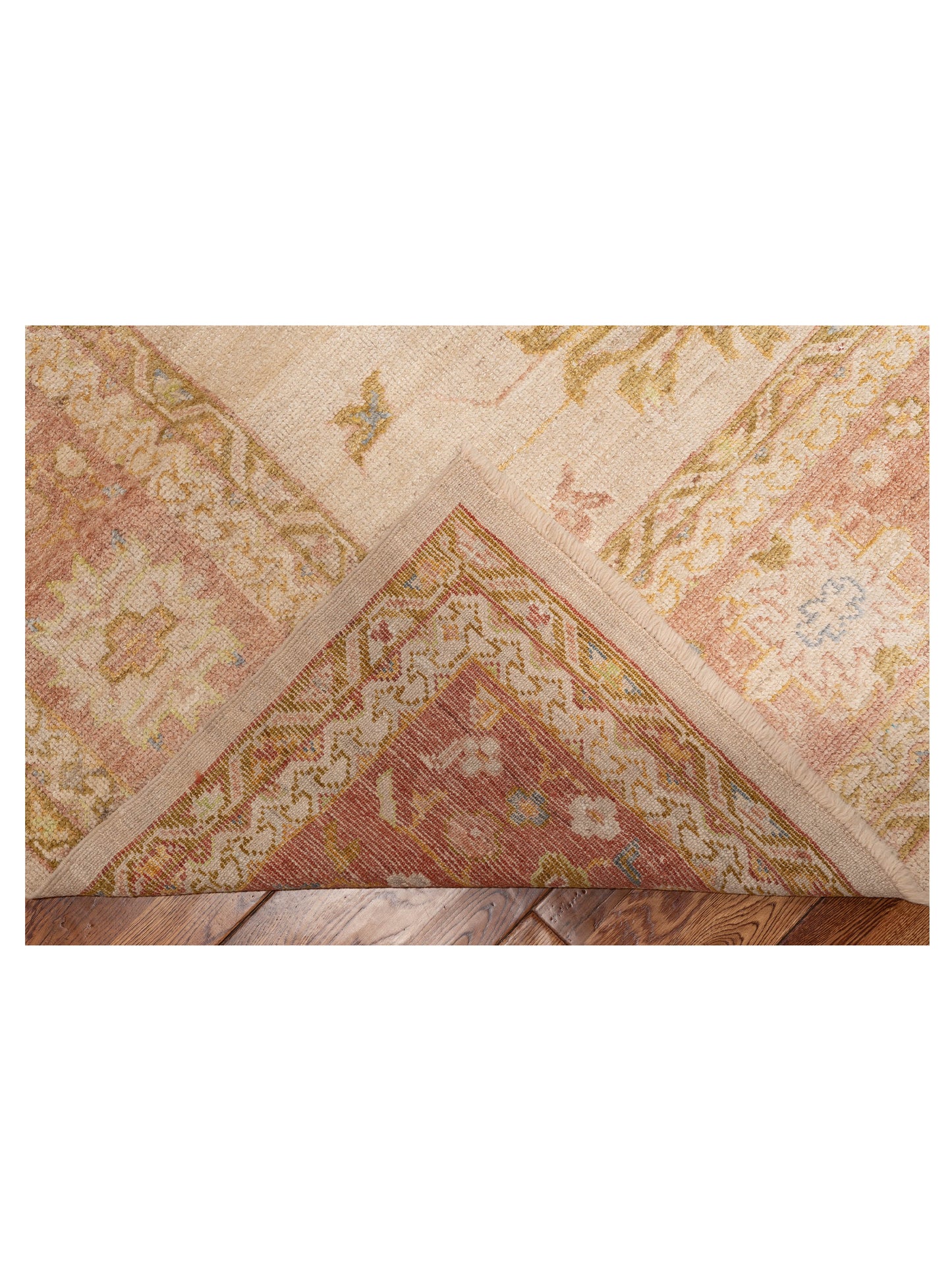 Angora Oushak 153604 Ivory Pink 10.5x13.11 Hand Knotted Rug