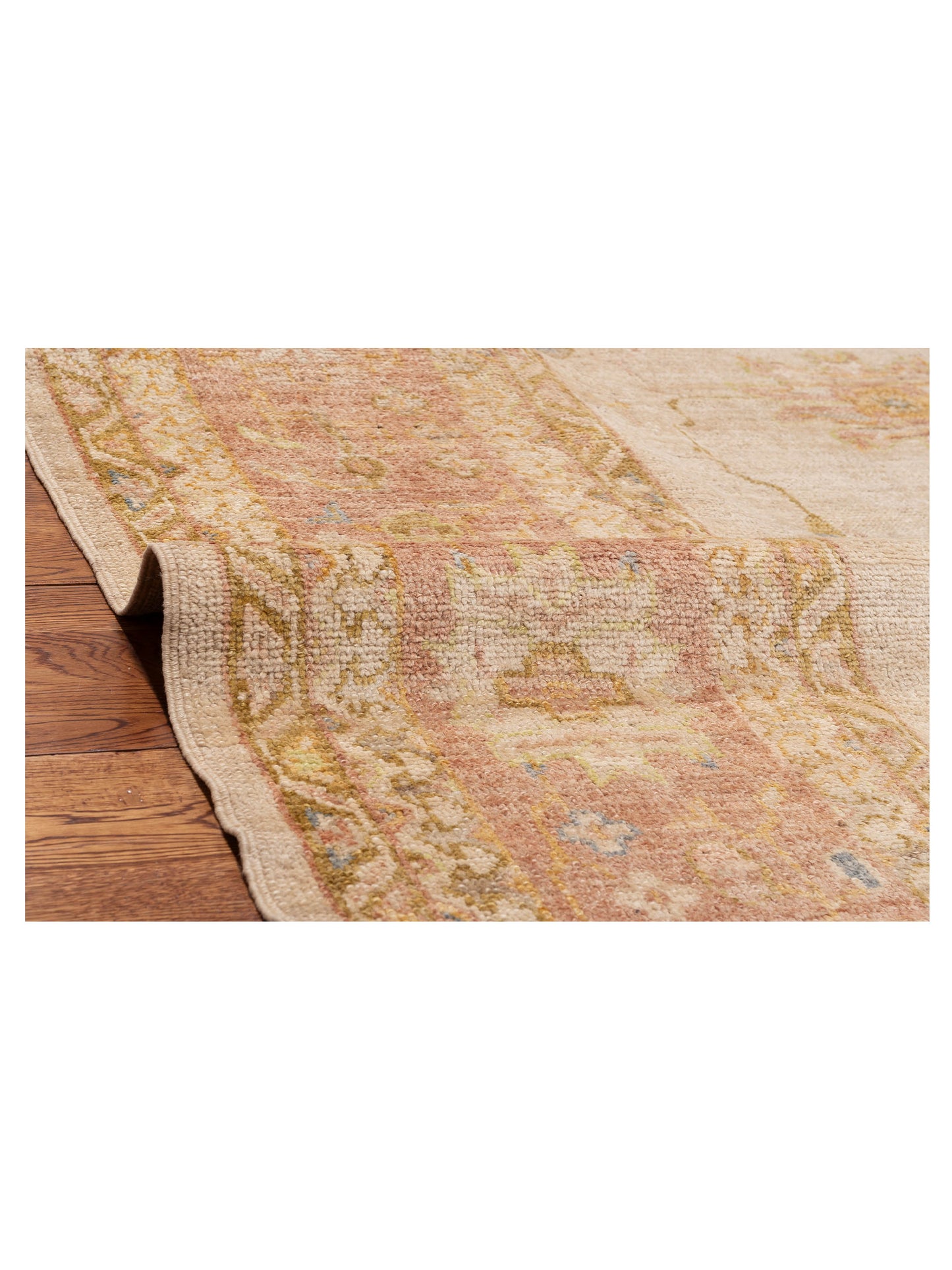Angora Oushak 153604 Ivory Pink 10.5x13.11 Hand Knotted Rug