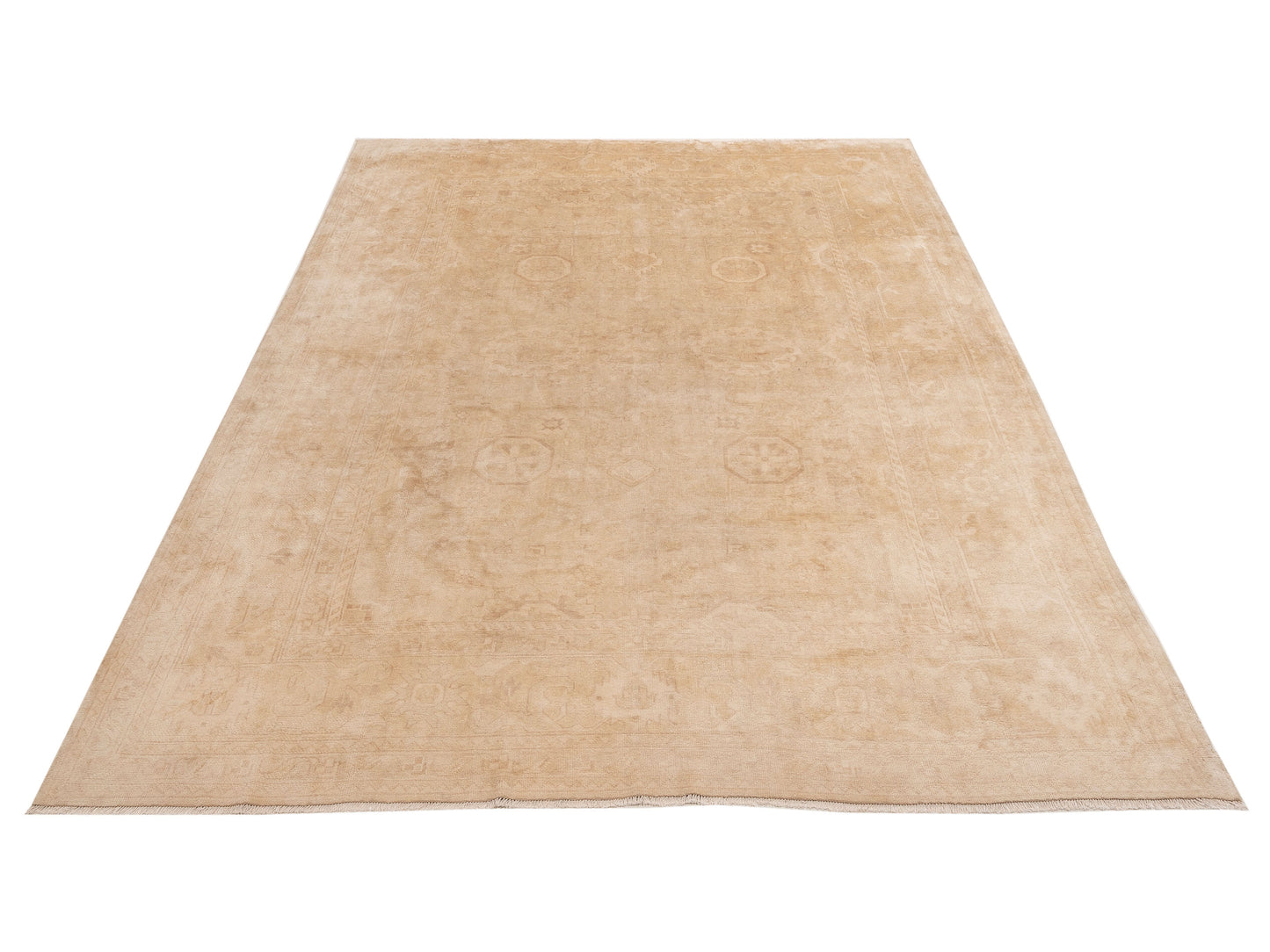 Oushak Shah 153634 Beige Beige 9.11x13.5 Hand Knotted Rug