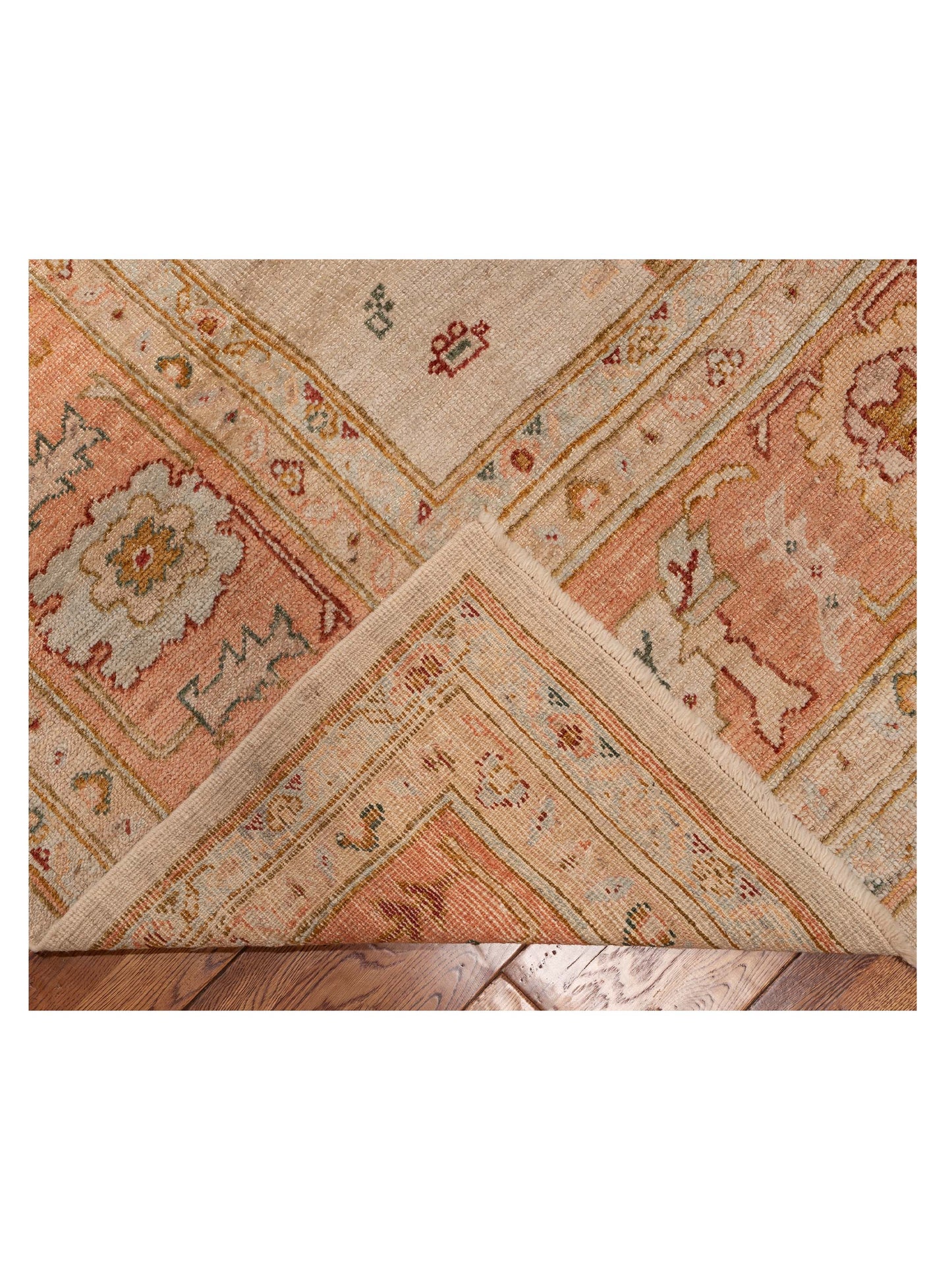 Angora Oushak 153669 Beige Pink 12.8x15.9 Hand Knotted Rug