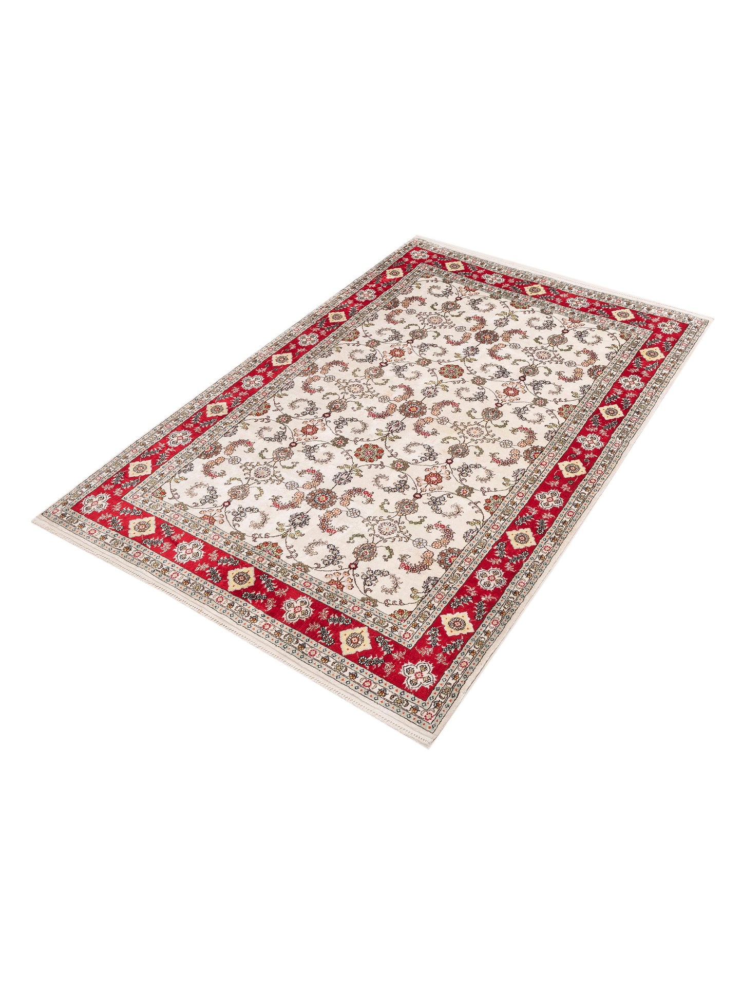 Elegance 153712 Ivory Red 6x8.10 Hand Knotted Rug