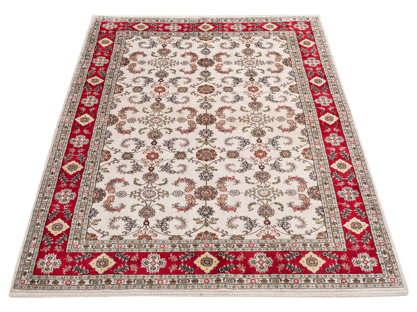 Elegance 153712 Ivory Red 6x8.10 Hand Knotted Rug
