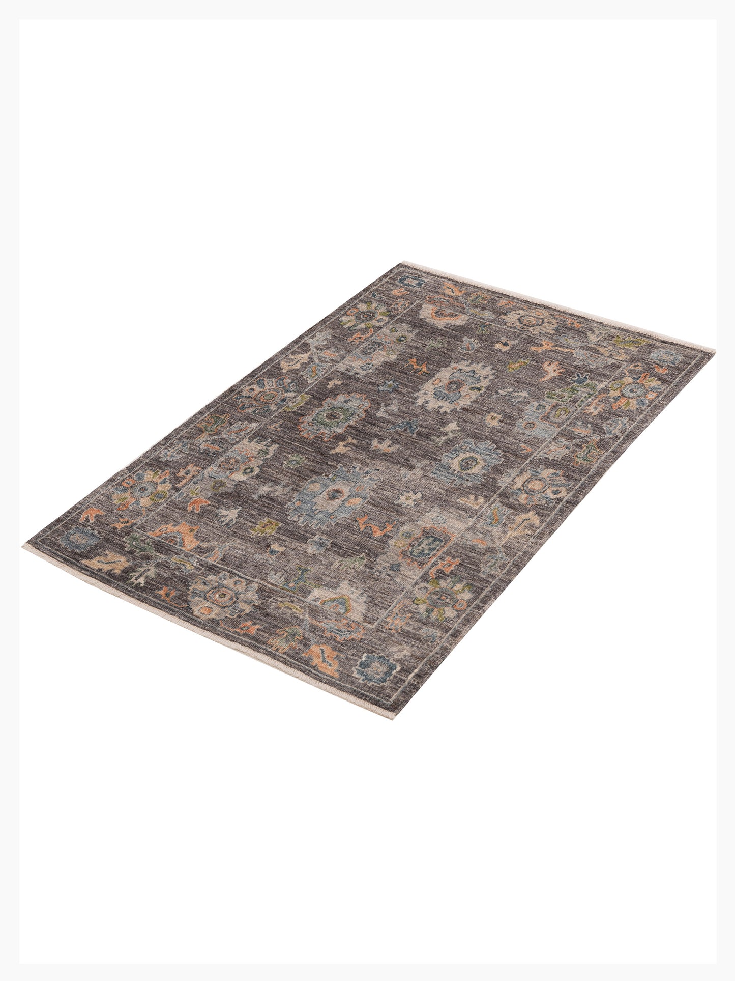 Angora Oushak 153775 Gray Gray 4.1x6.4 Hand Knotted Rug