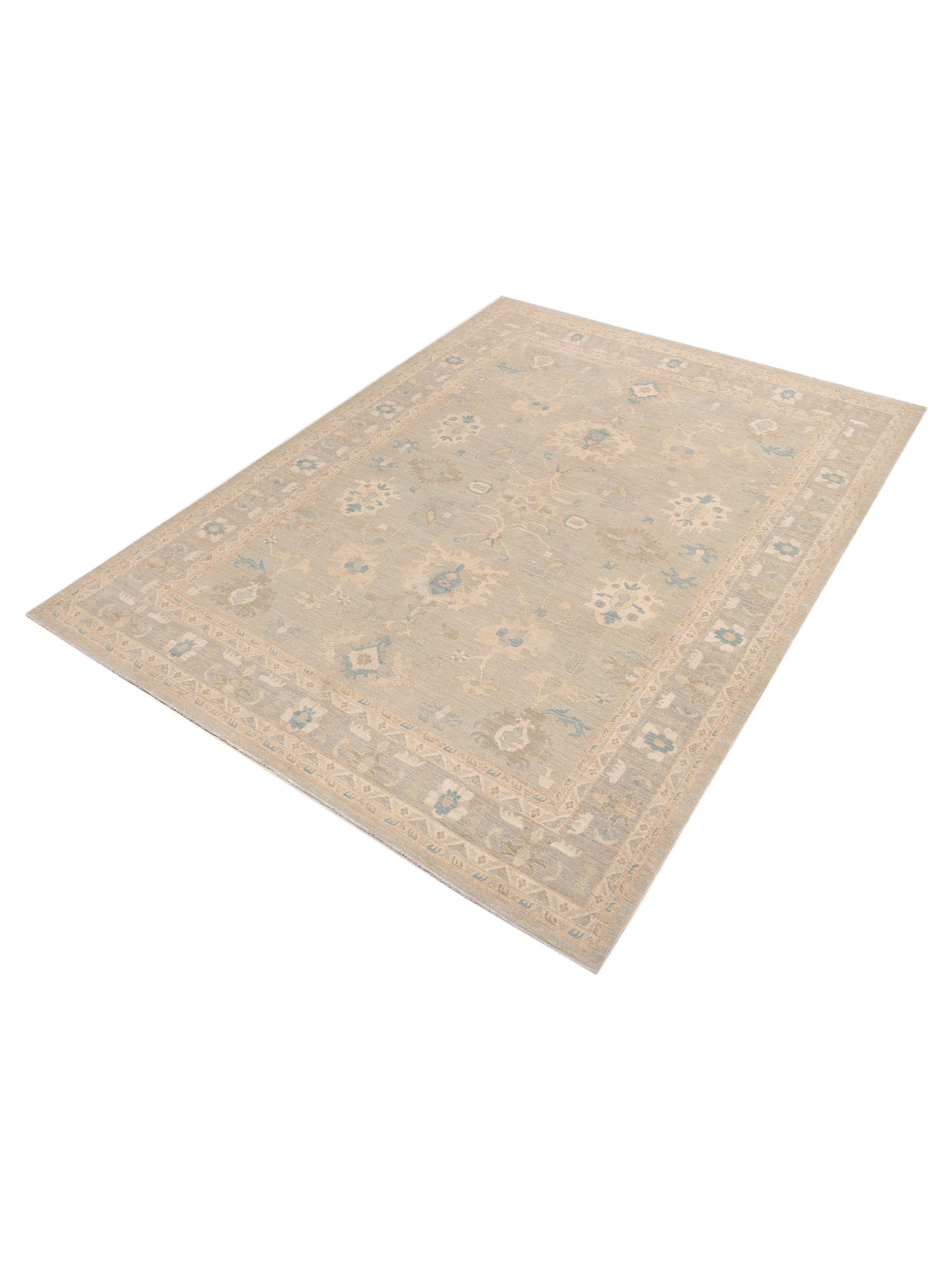 Laila 153936 Mint Light Gray 8.11x11.11 Hand Knotted Rug