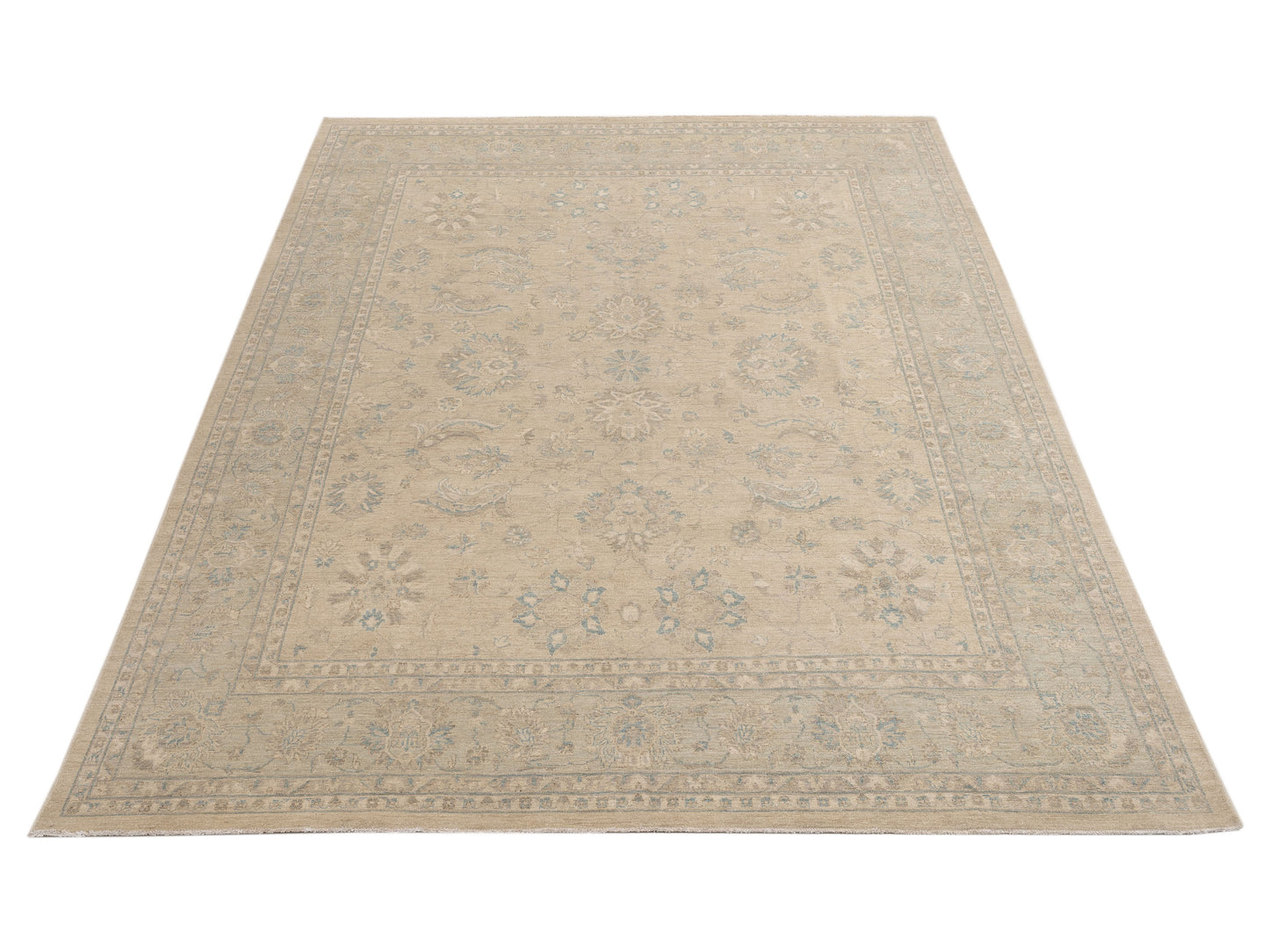 Laila 153938 Beige Mint 9x11.6 Hand Knotted Rug