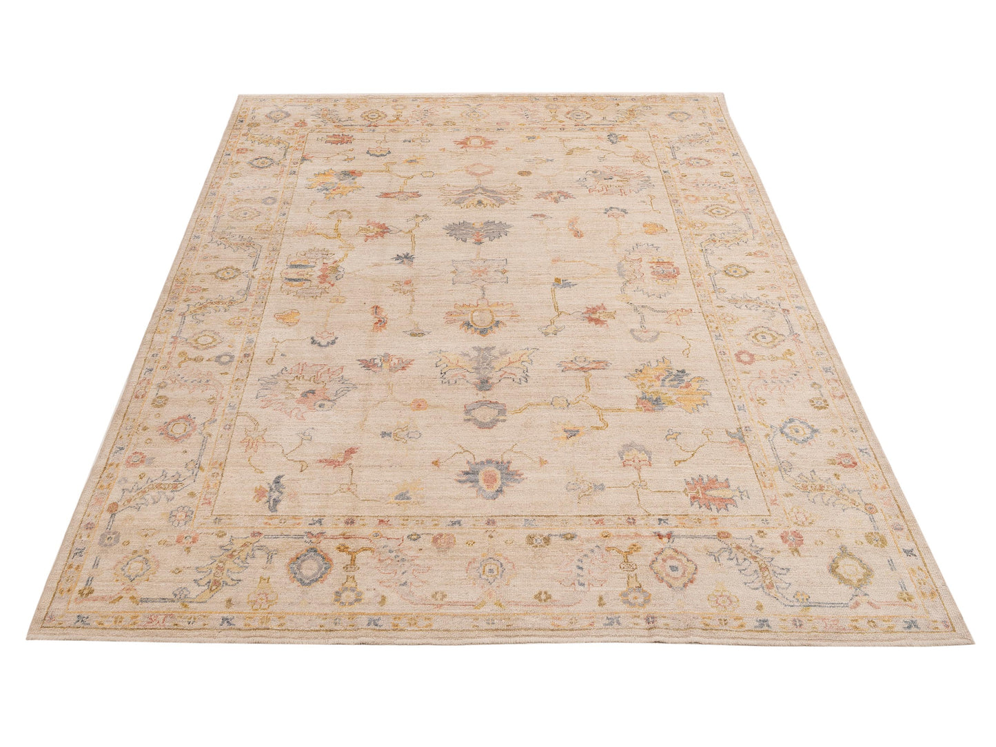 Angora Oushak 153971 Ivory Ivory 8.9x11.8 Hand Knotted Rug