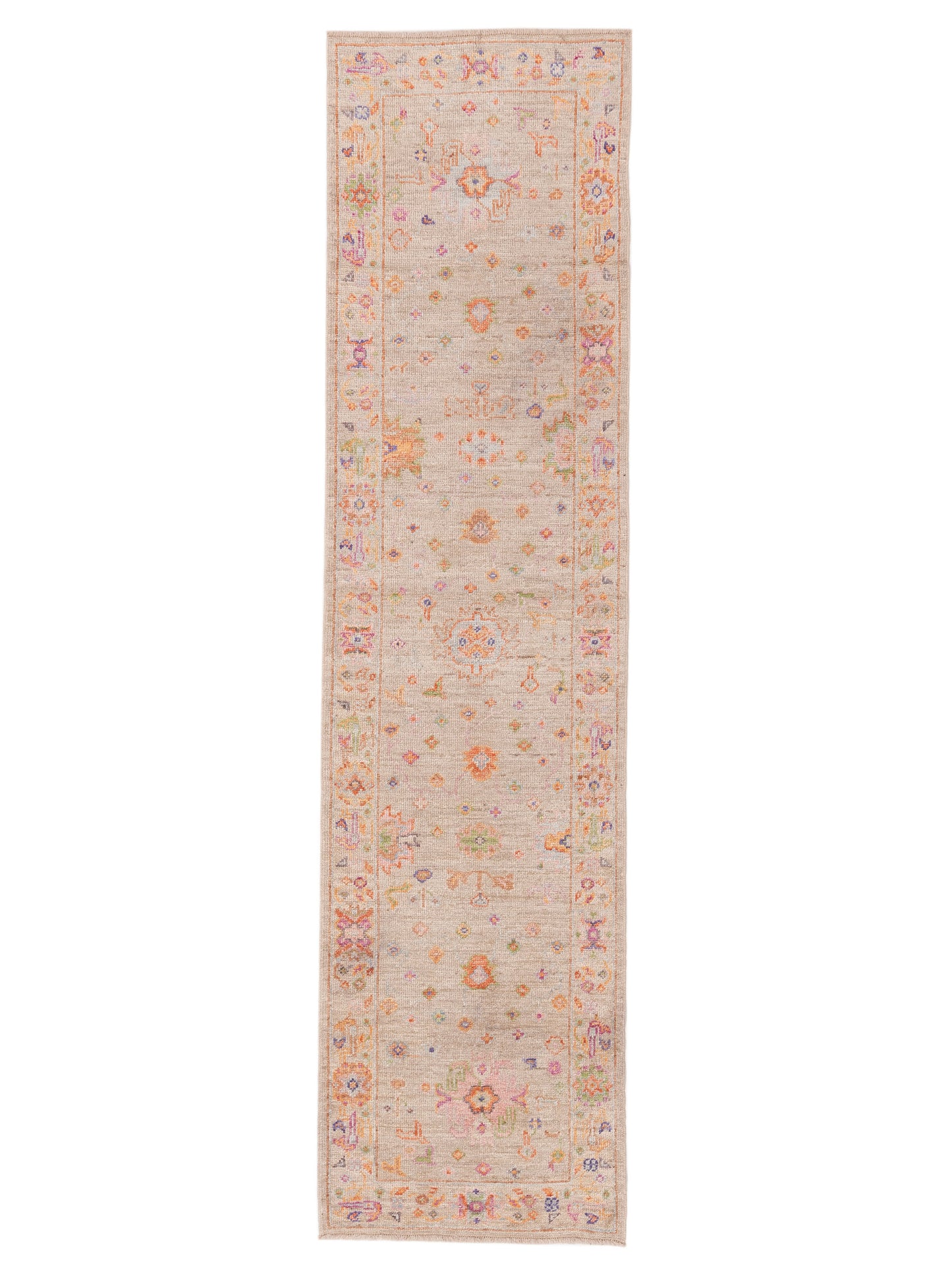 Angora Oushak 153985 Beige Beige 2.8x10.3 Hand Knotted Rug