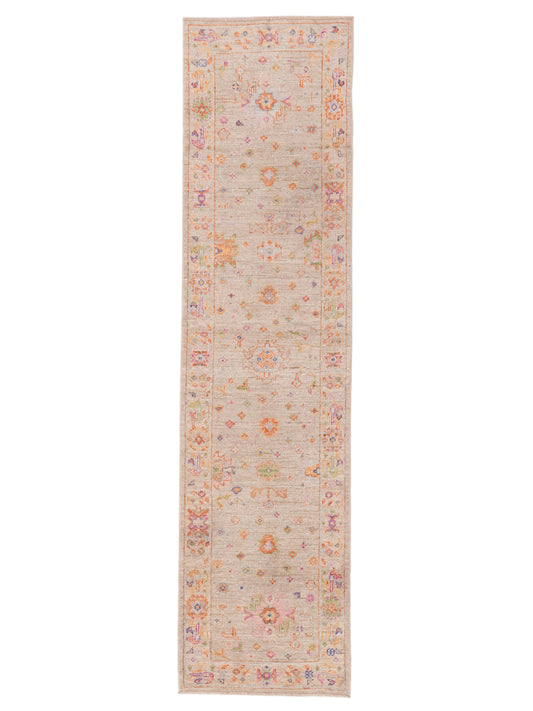 Angora Oushak 153985 Beige Beige 2.8x10.3 Hand Knotted Rug