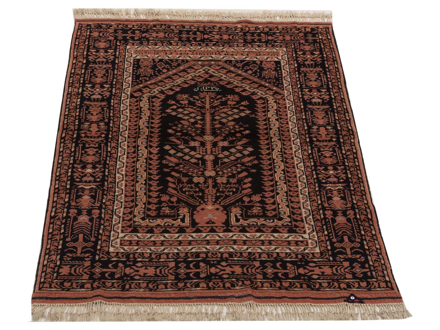 Turkish Shirwan 154044 Black Orange 3.10x5.11 Hand Knotted Rug